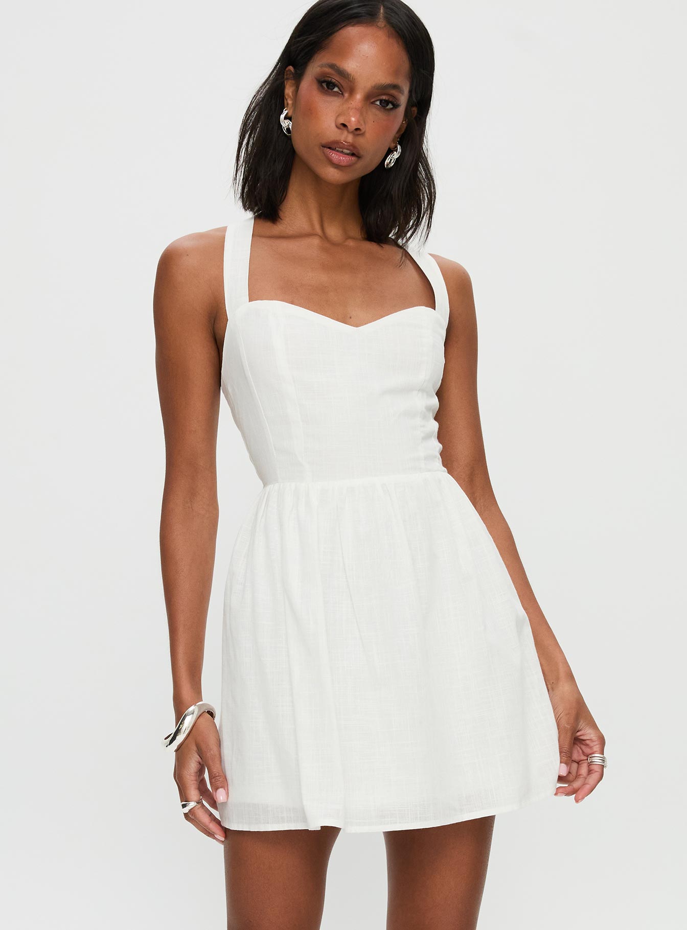 Zolena Halter Mini Dress White - Image 2