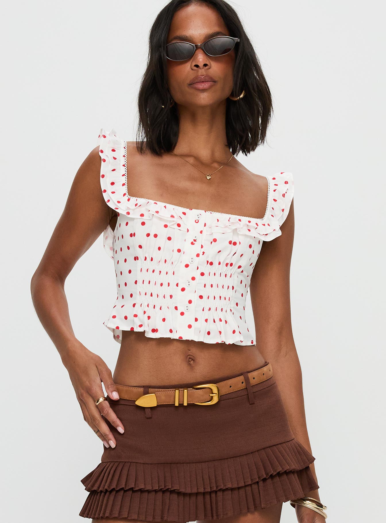 Isadoria Frill Top White Red Polka - Image 2