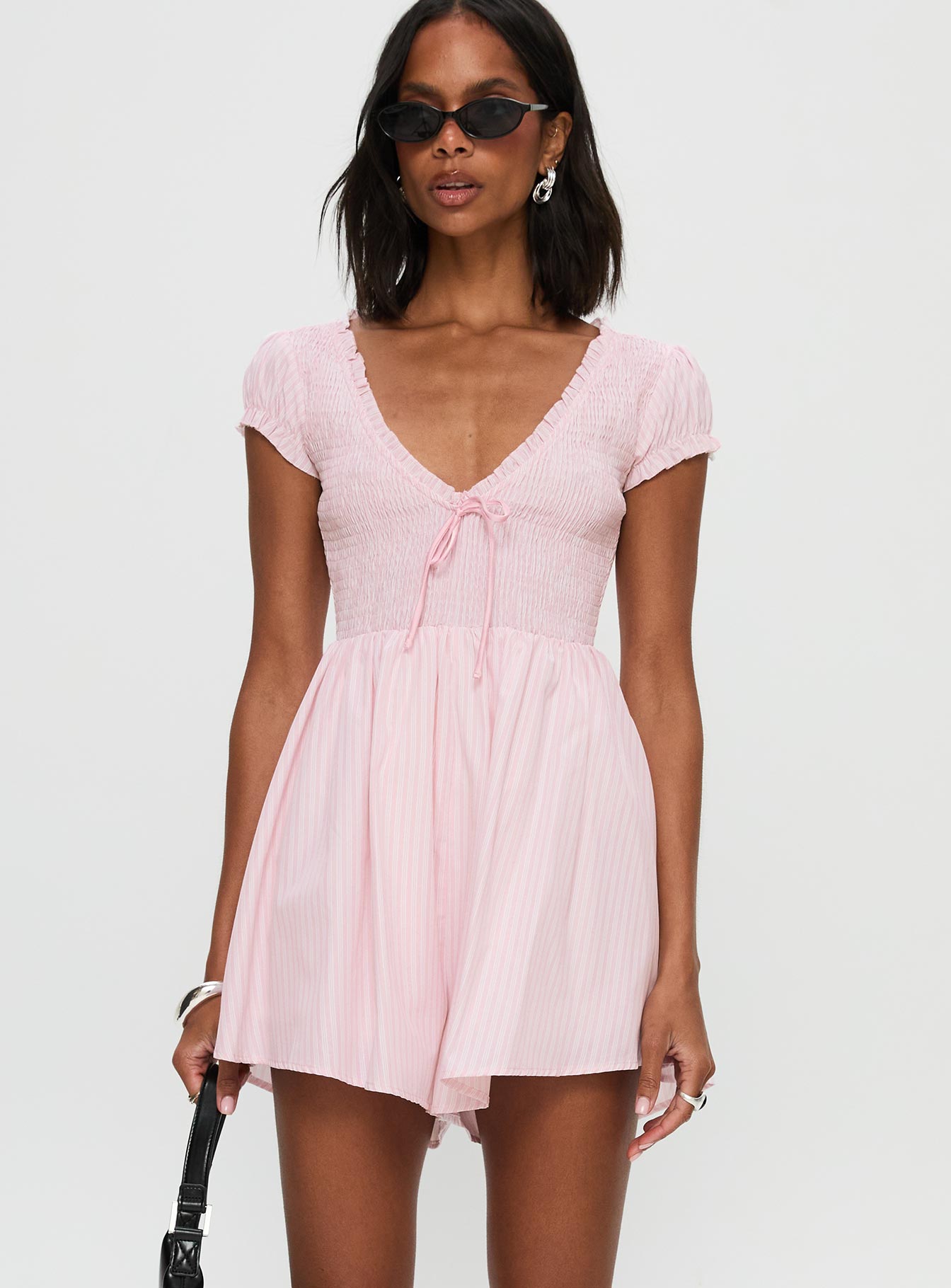 Wescott Stripe Playsuit Pink White - Image 2