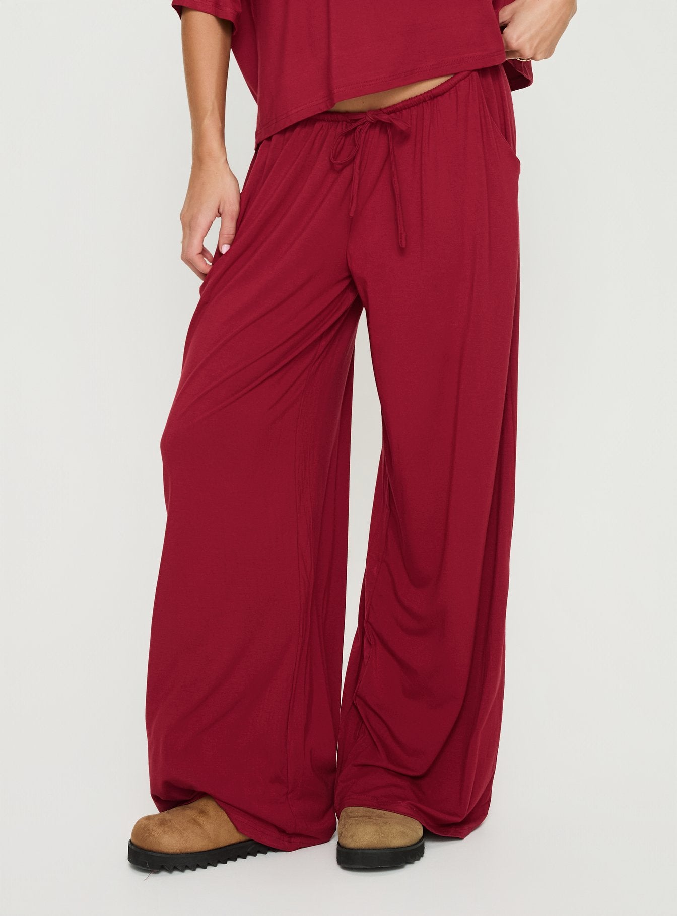 Cozy Hour Sleep Relaxed Pants Red - Image 2