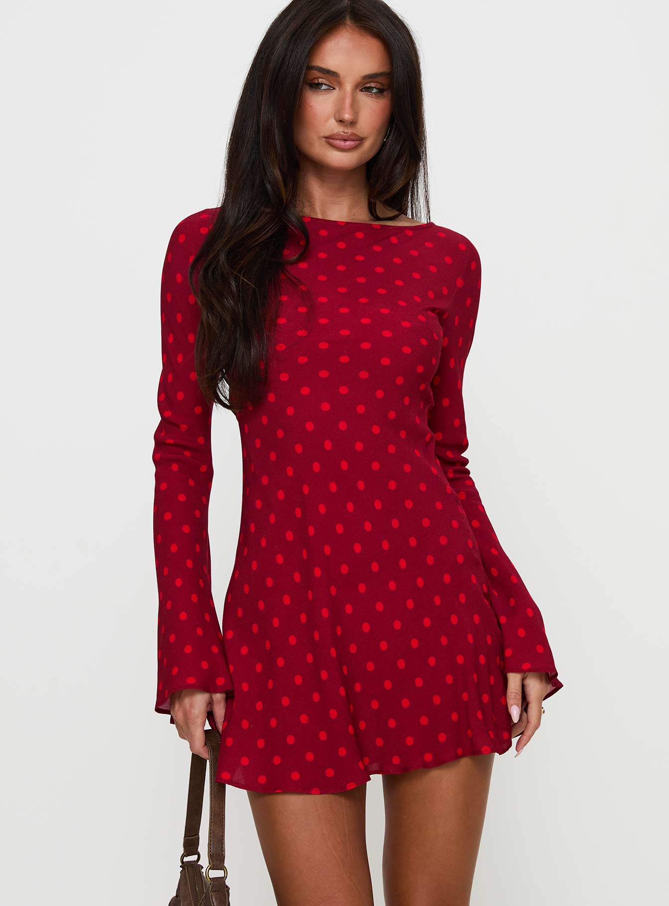 Good Graces Long Sleeve Mini Dress Red Dot - Image 2