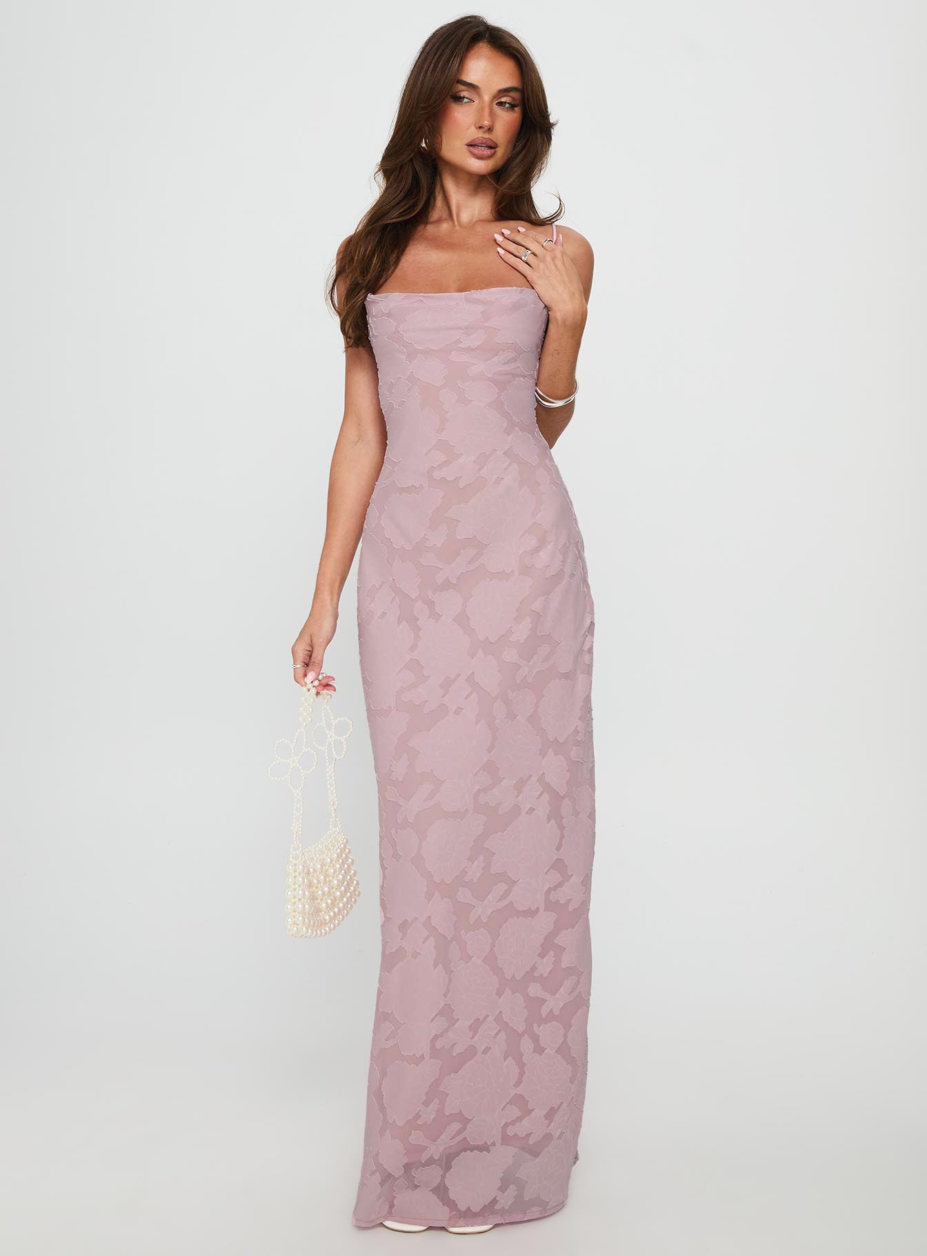 Celena Maxi Dress Light Pink Burnout - Image 2