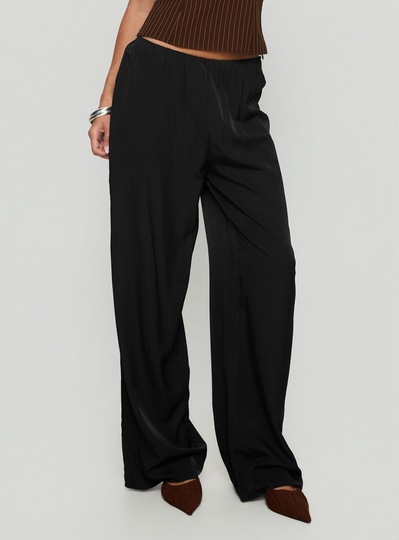 Breina Satin Straight Leg Pants Black - Image 2
