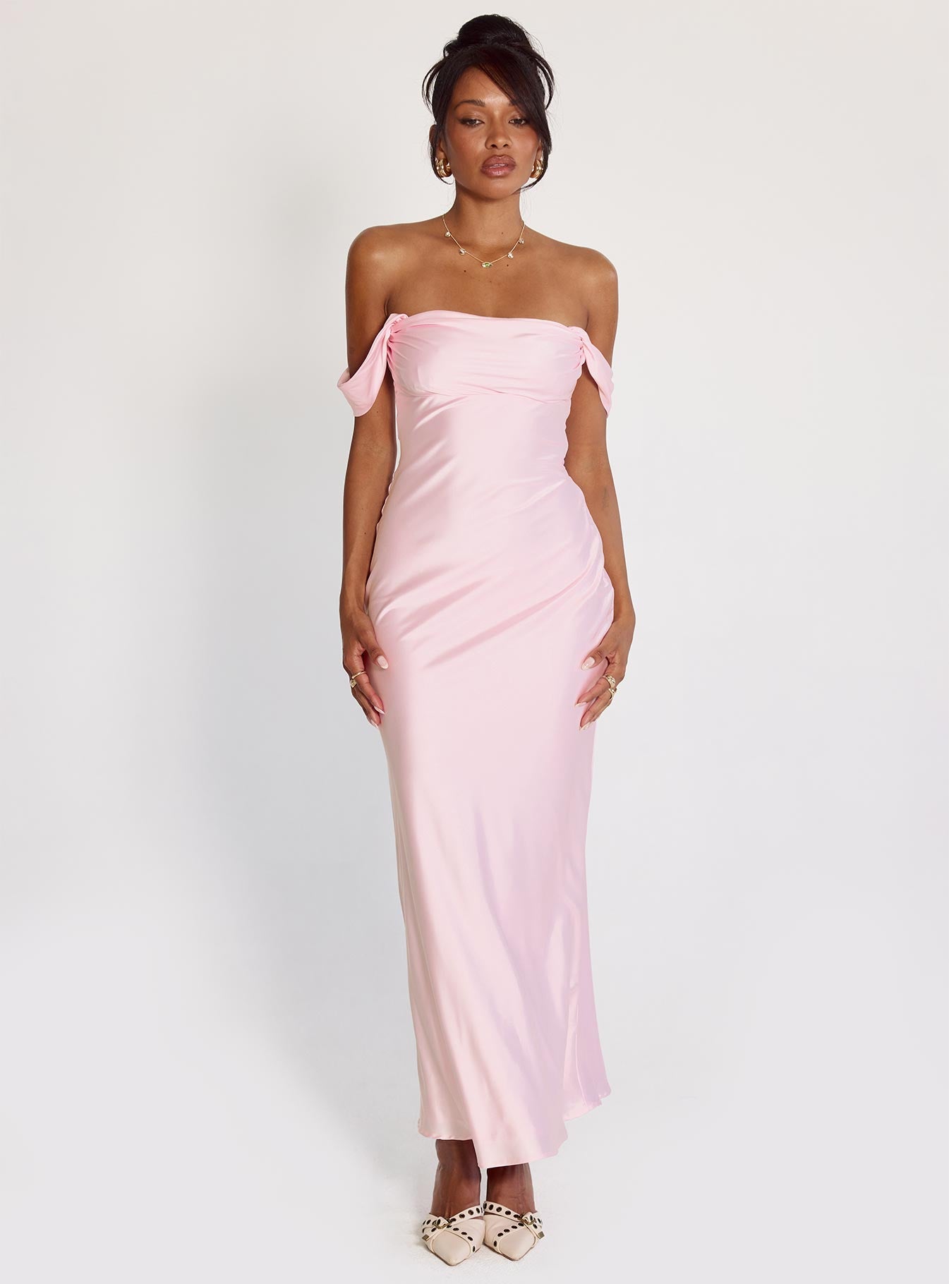 Azura Off The Shoulder Maxi Dress Pink - Image 9