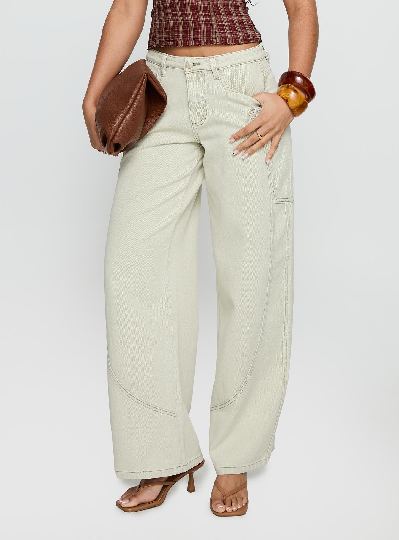 Amargo Mid Rise Baggy Jeans Sage Wash - Image 2