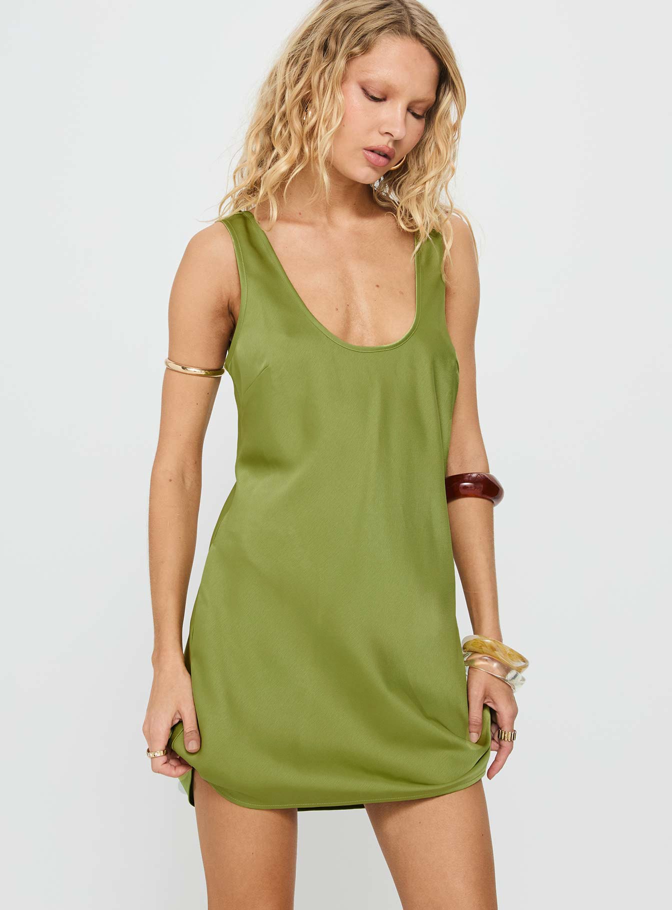 Kalyssia Tie Back Shift Mini Dress Green - Image 2