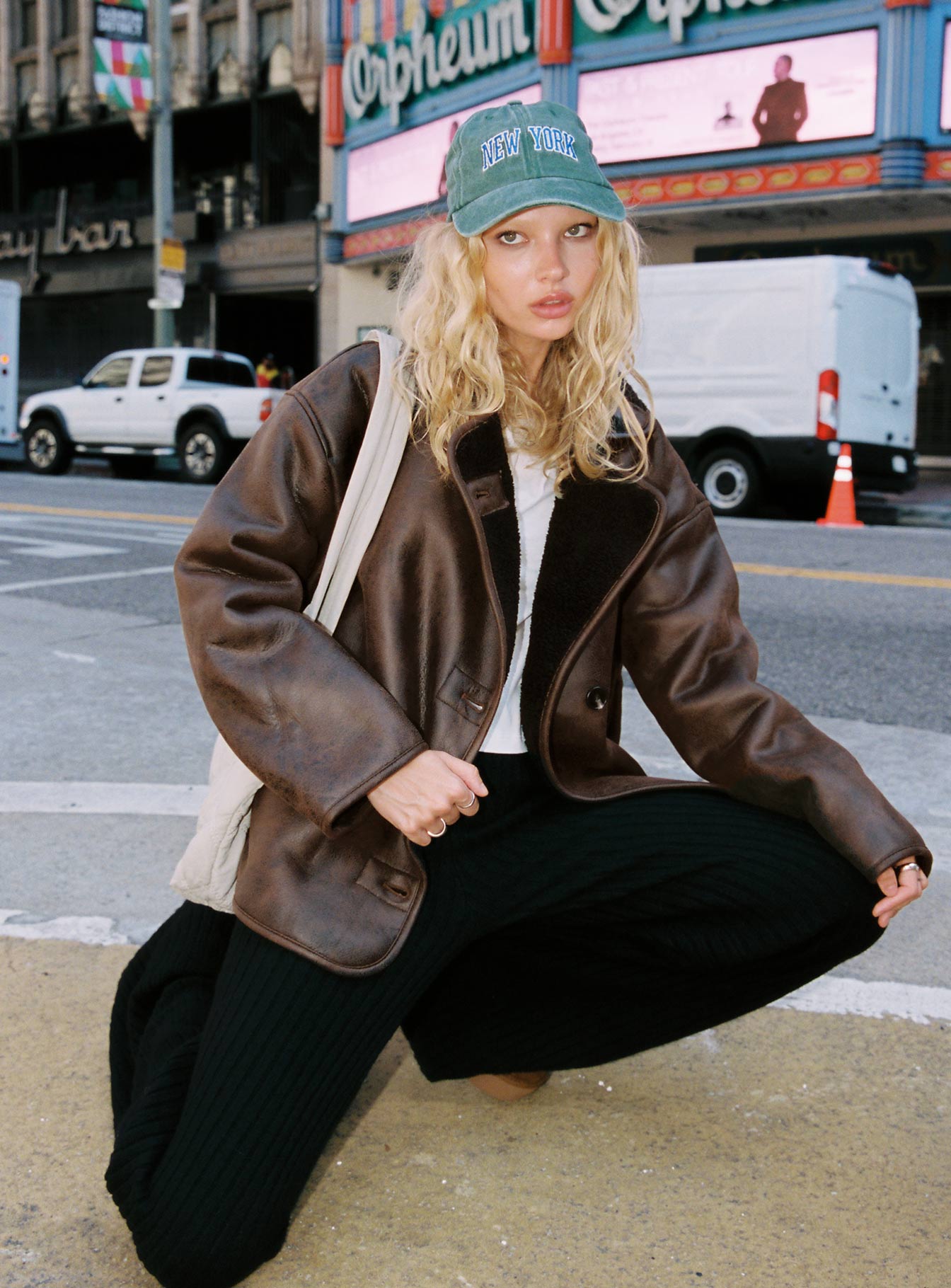 Nunez Faux Leather Jacket Washed Brown Black - Image 8