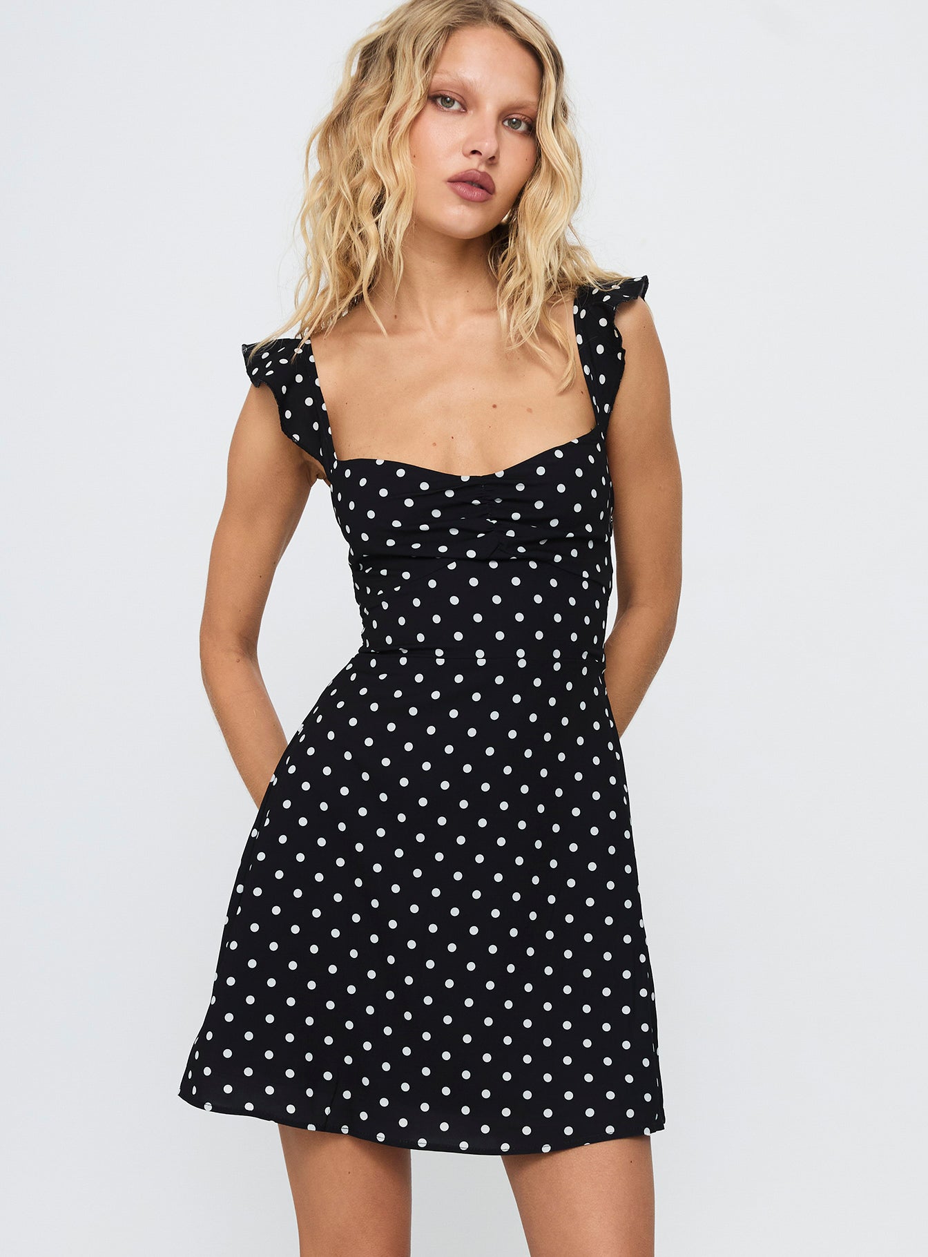 Landon Mini Dress Black Polka Dot - Image 2