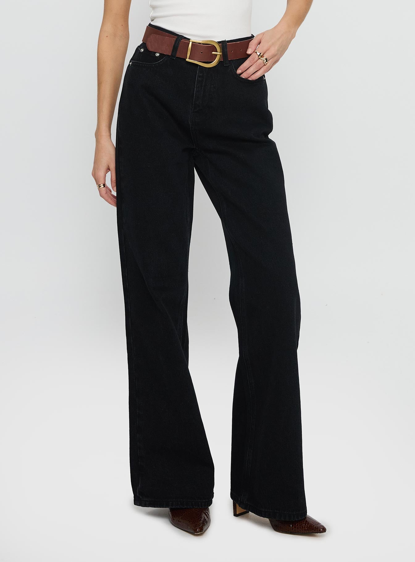 Maple Mid Rise Flare Washed Black - Image 2