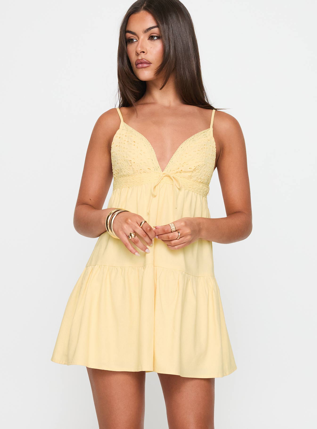 Nicoletta Mini Dress Lemon - Image 2