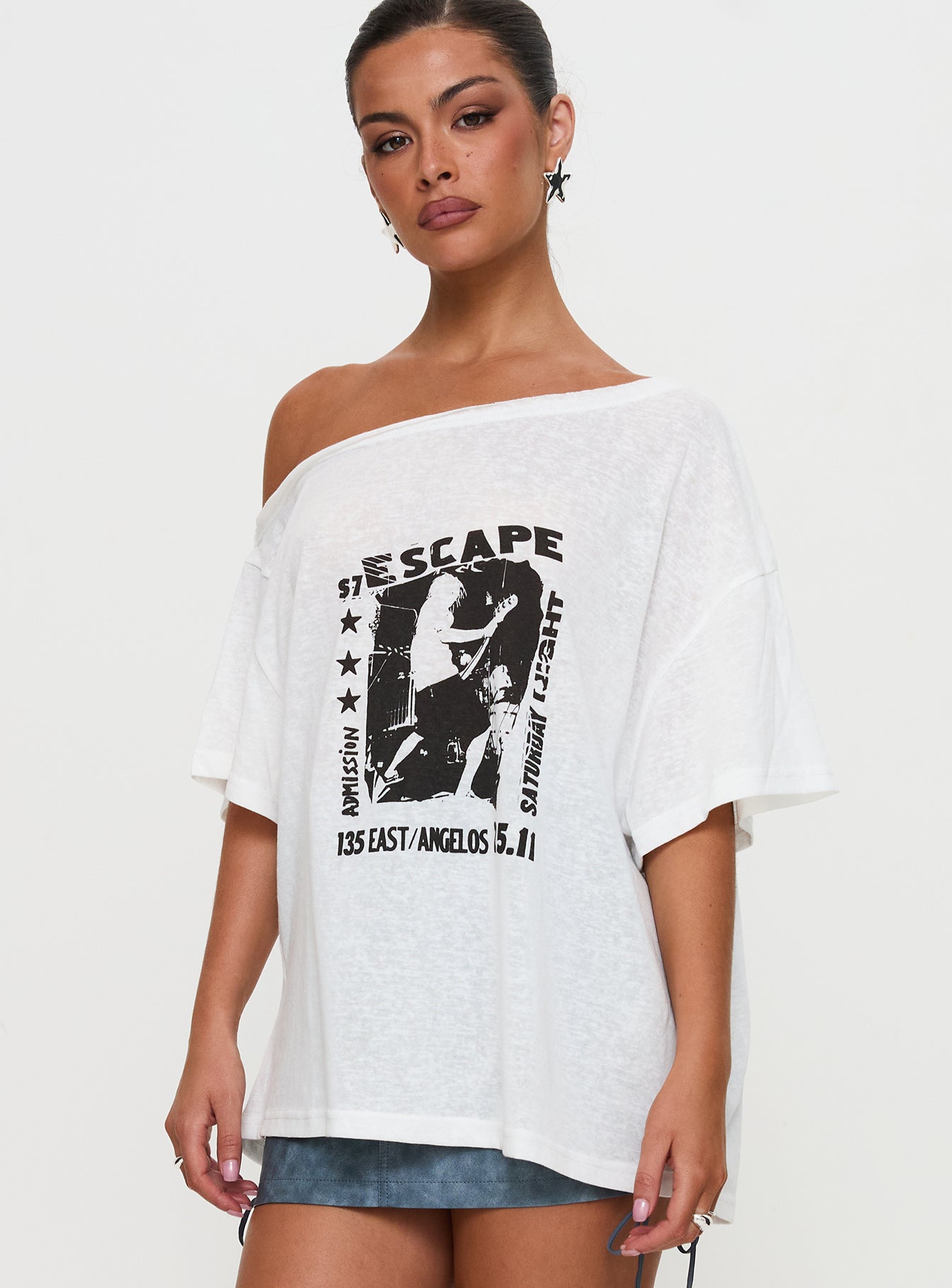 Kippa Off The Shoulder Tee White - Image 5