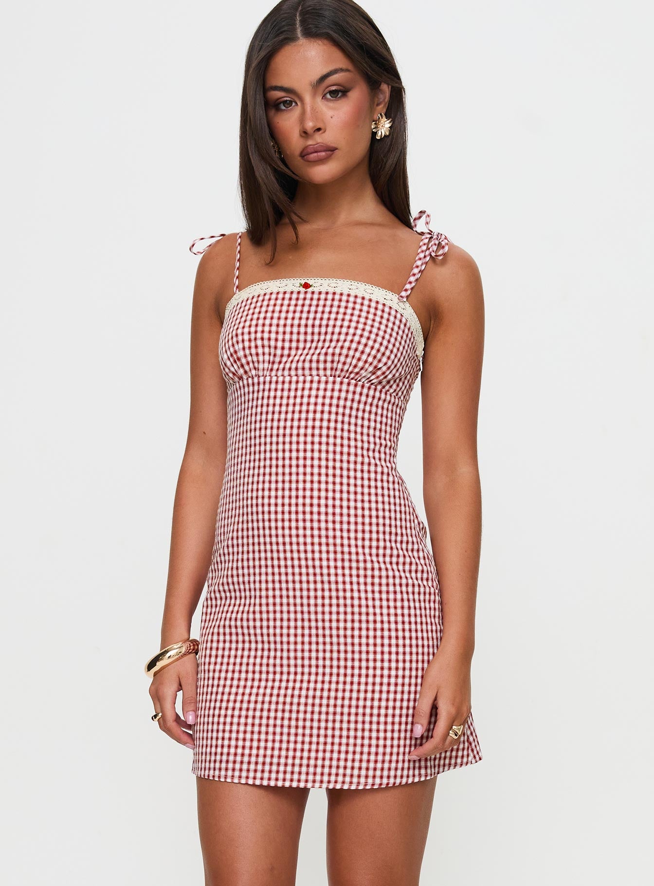Burkes Mini Dress Red Check - Image 5