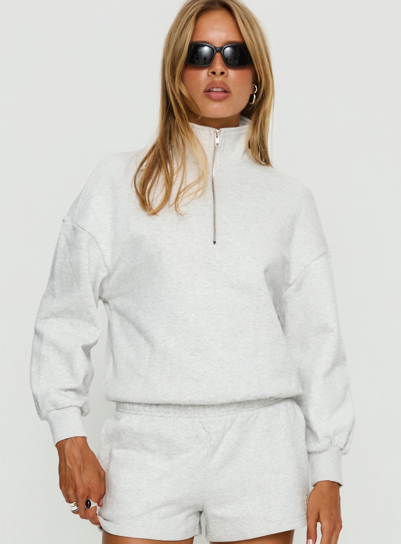 Rozanna 14 Zip Jumper Grey Marle - Image 2