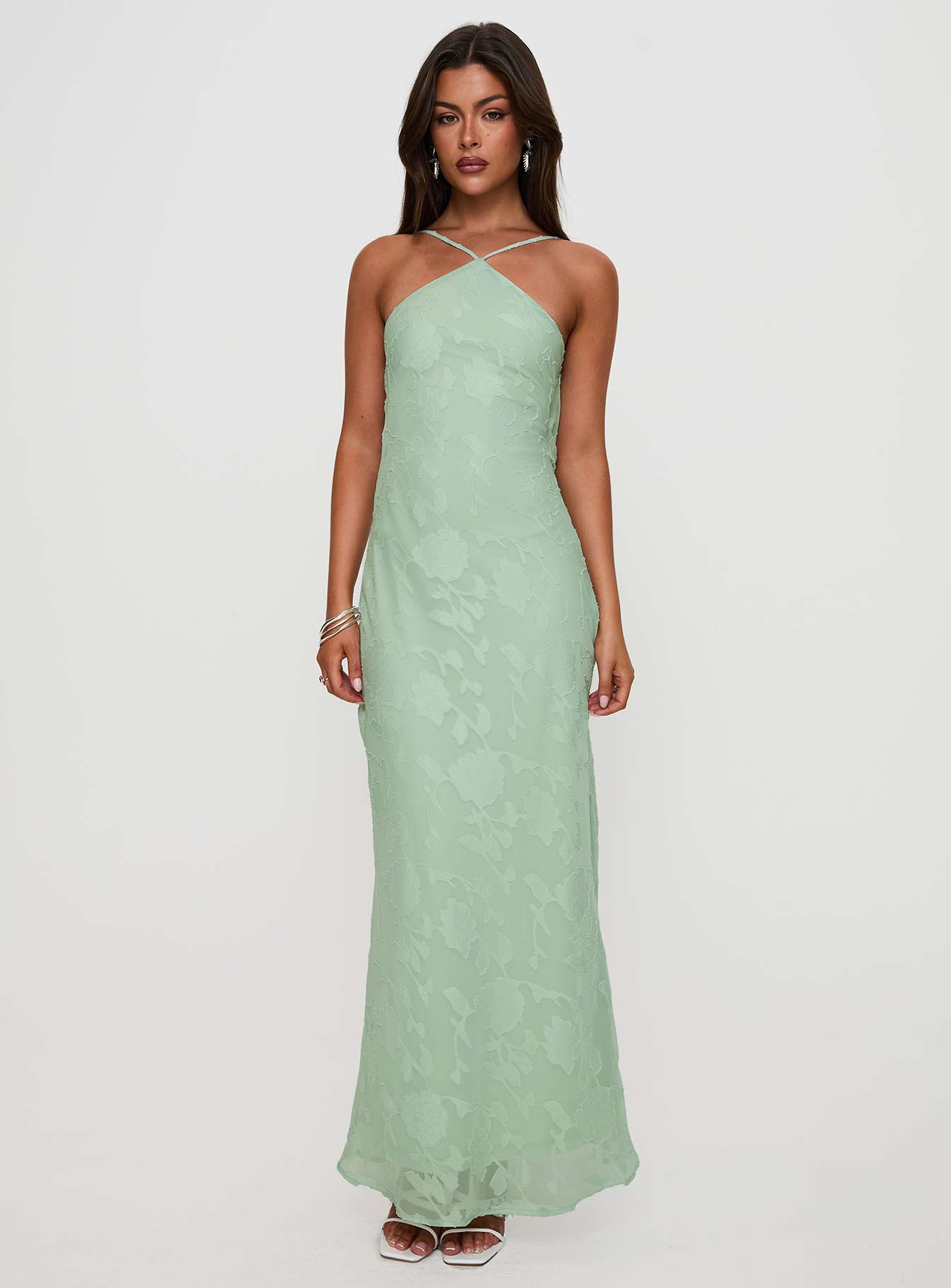 Zoelle Halter Maxi Dress Sage - Image 2