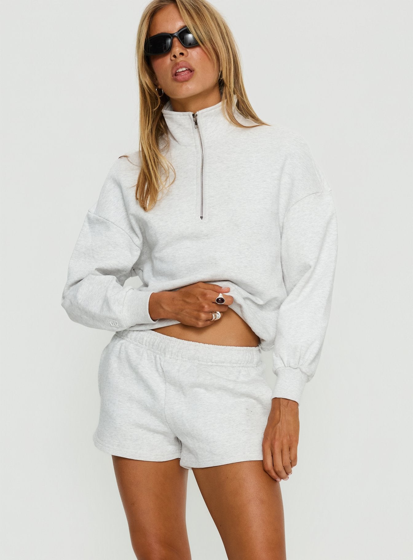 Haelie Fleece Shorts Grey Marle - Image 2