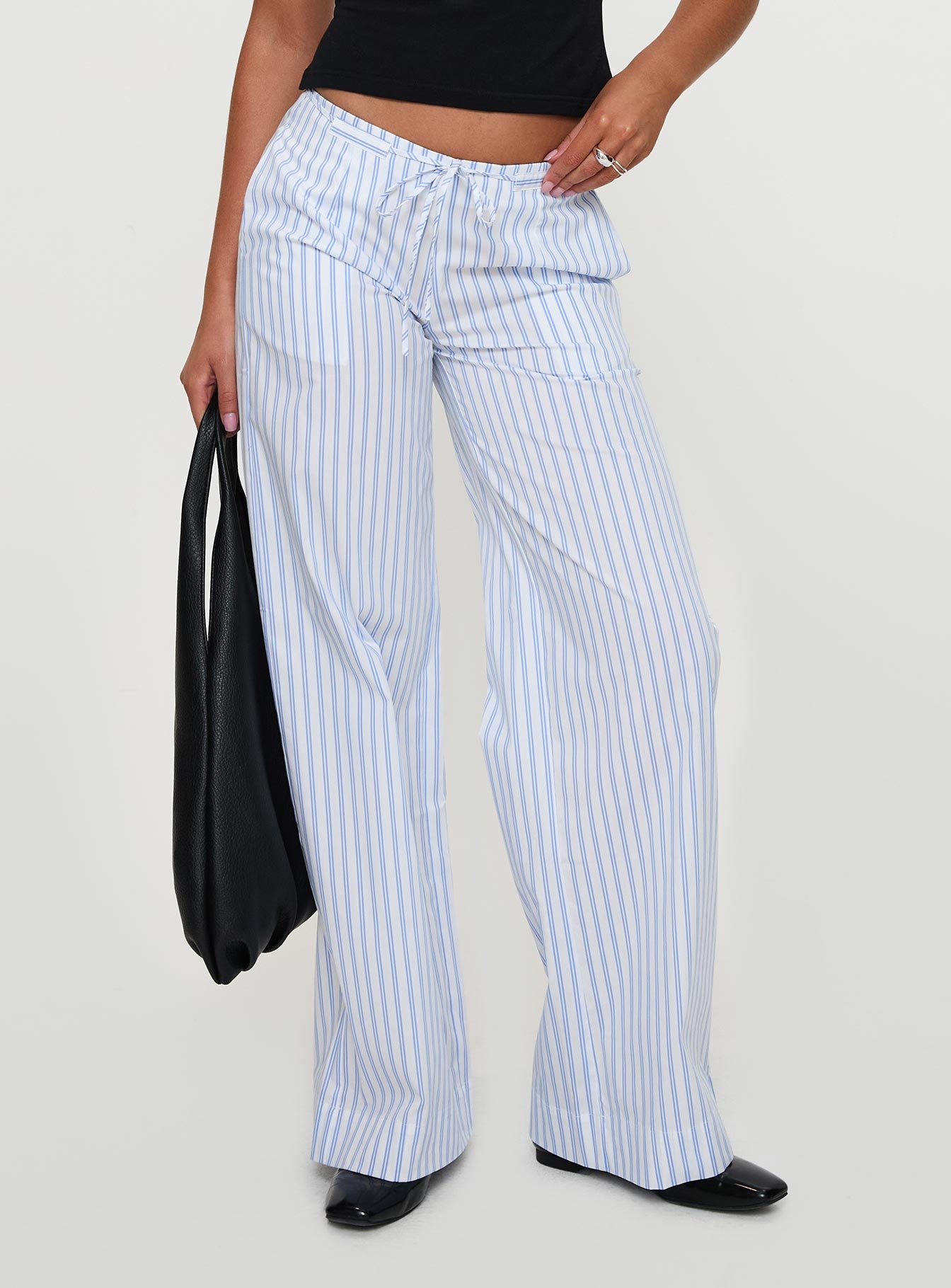 Collied Low Rise Pants Blue White Stripe - Image 5