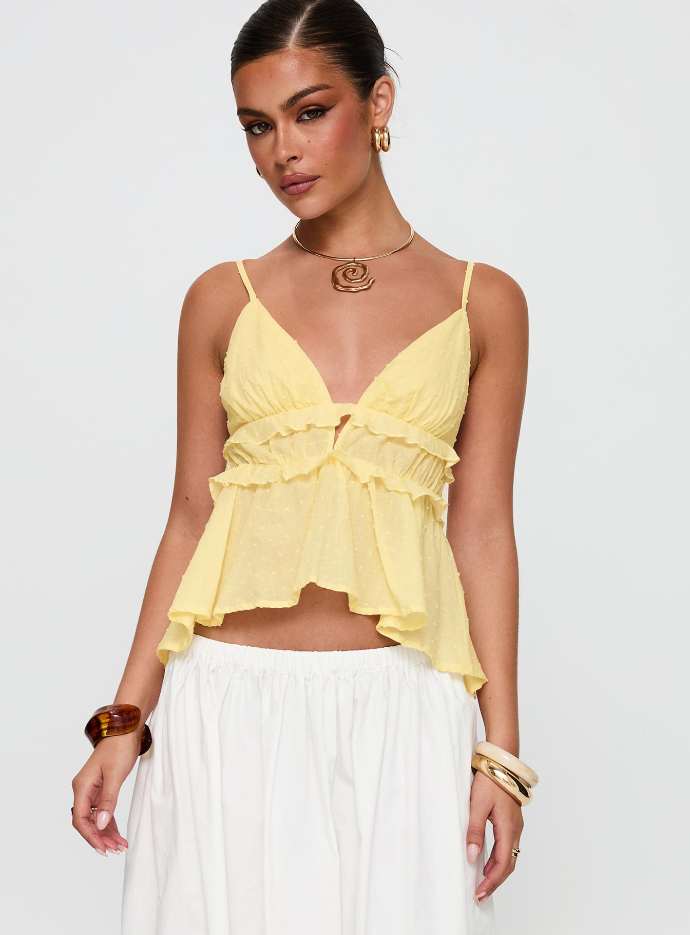 Blondelle Frill Detail Top Yellow - Image 2