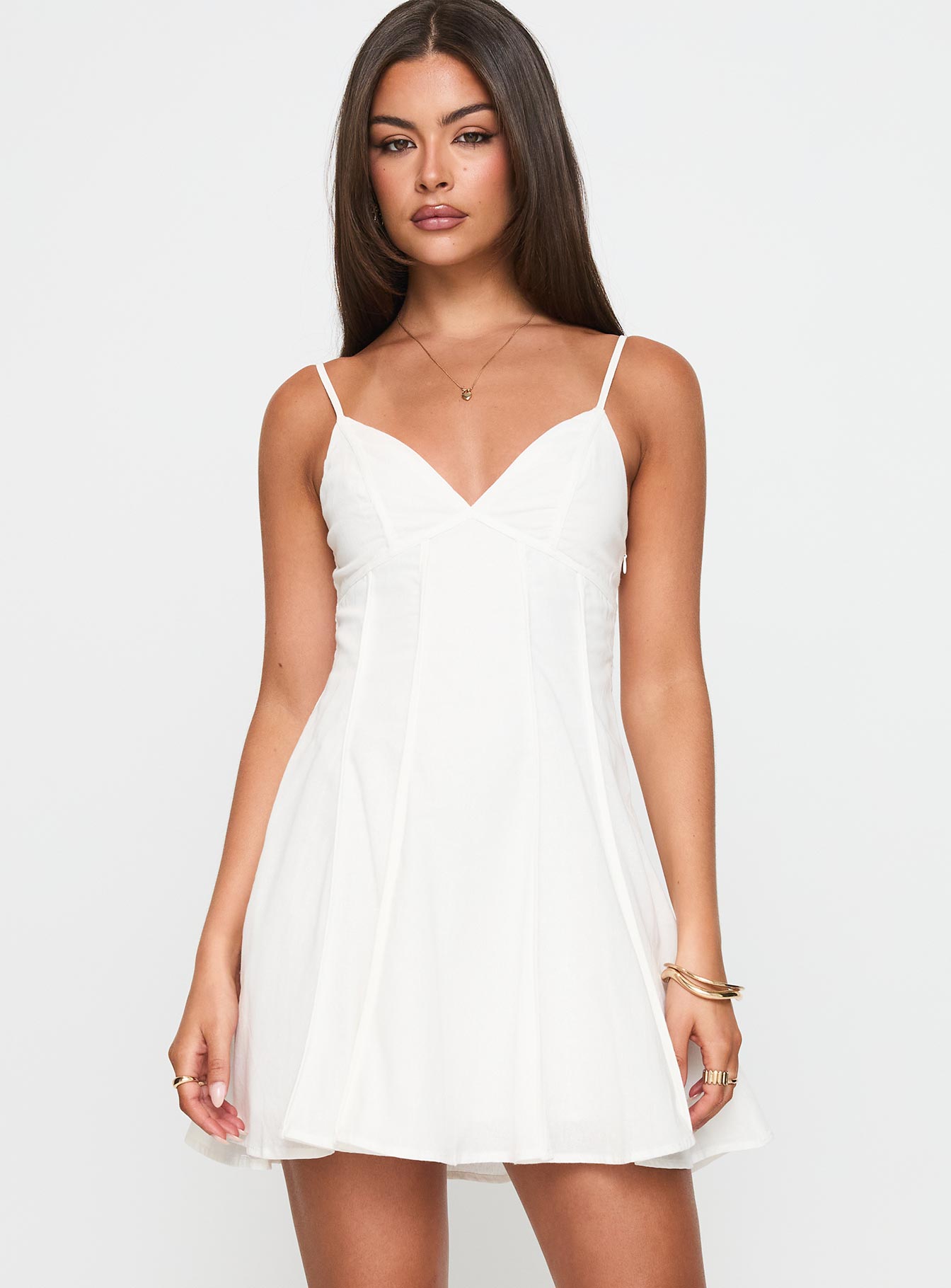 Libertie Pleat Mini Dress White - Image 2