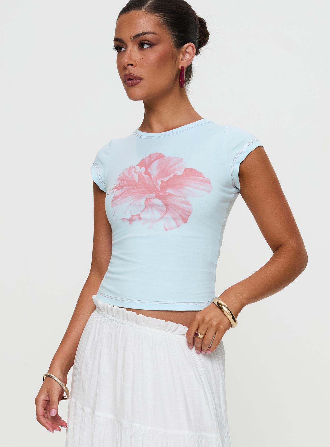 Owenz Hibiscus Baby Tee Blue - Image 7