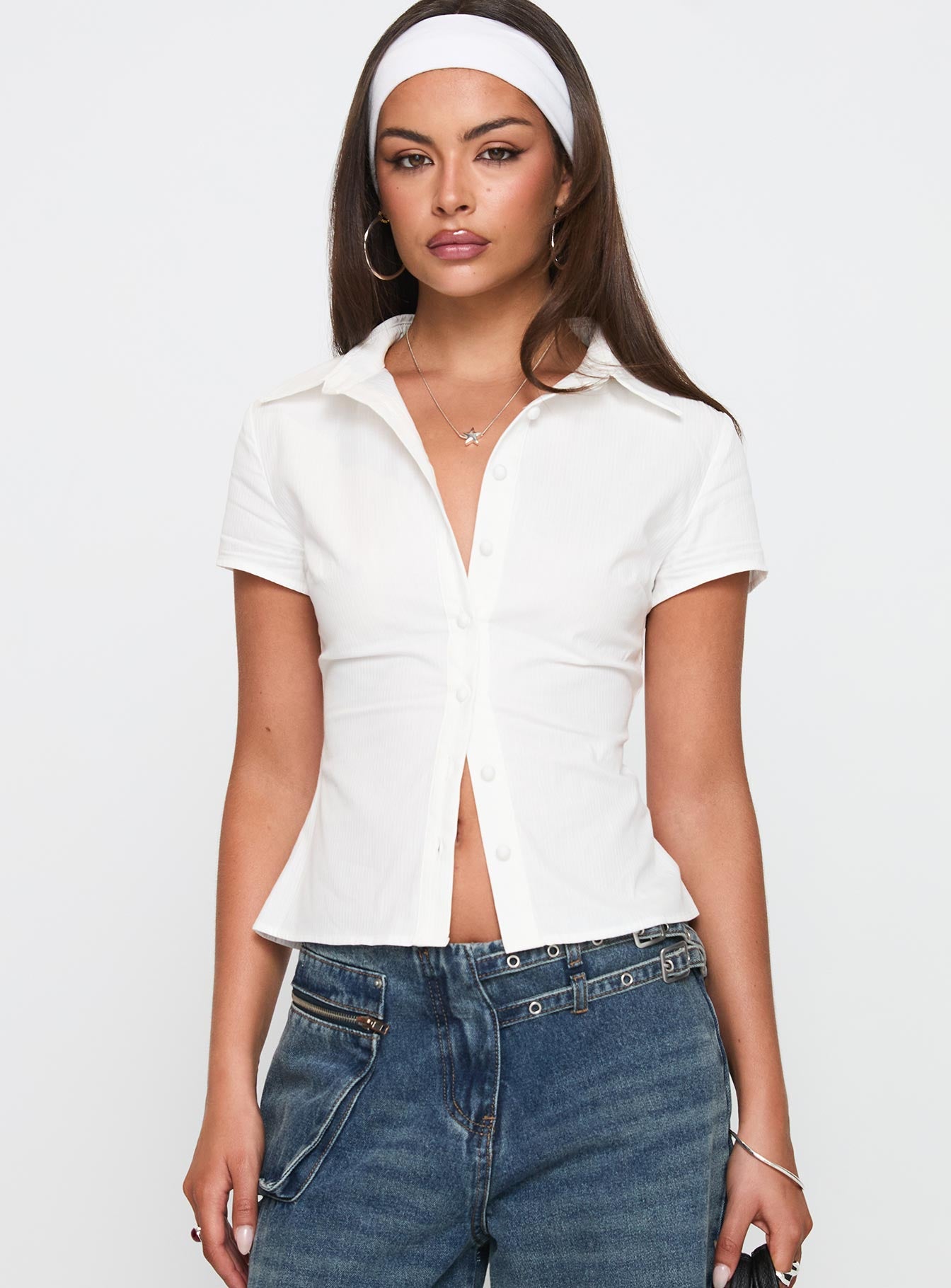 Lift Off Button Up Top White - Image 2