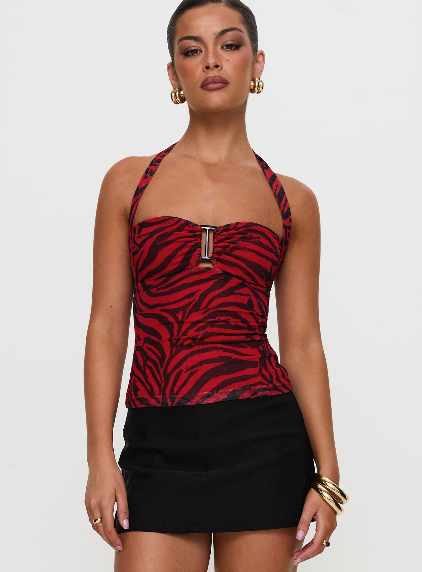 Cielo Mesh Halter Top Red Zebra - Image 7