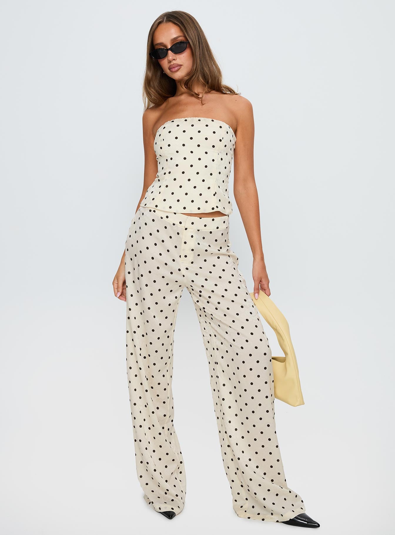 Powdered Sugar Strapless Set Cream Polka - Image 2