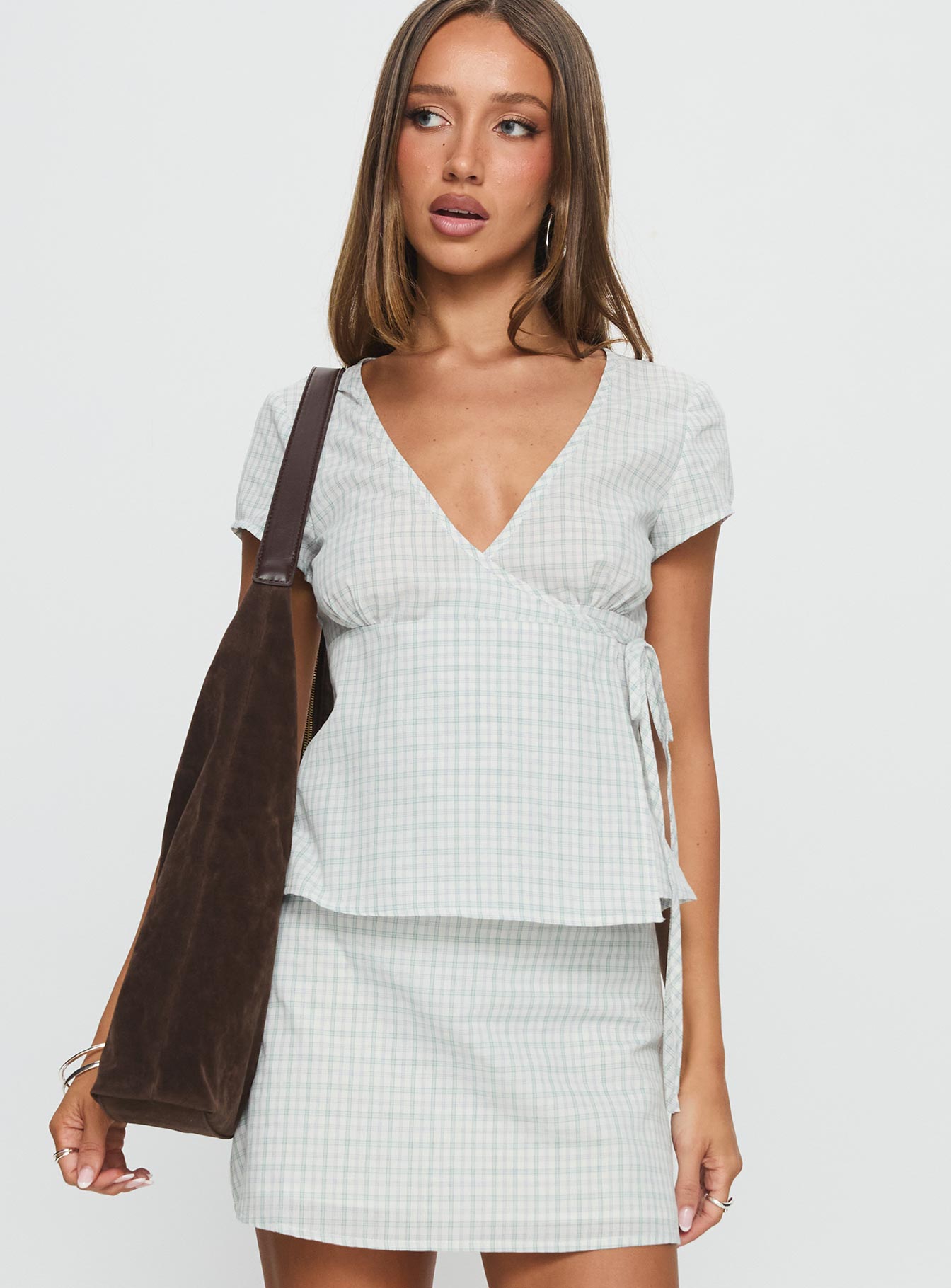 Prominent Wrap Top Green Check - Image 2