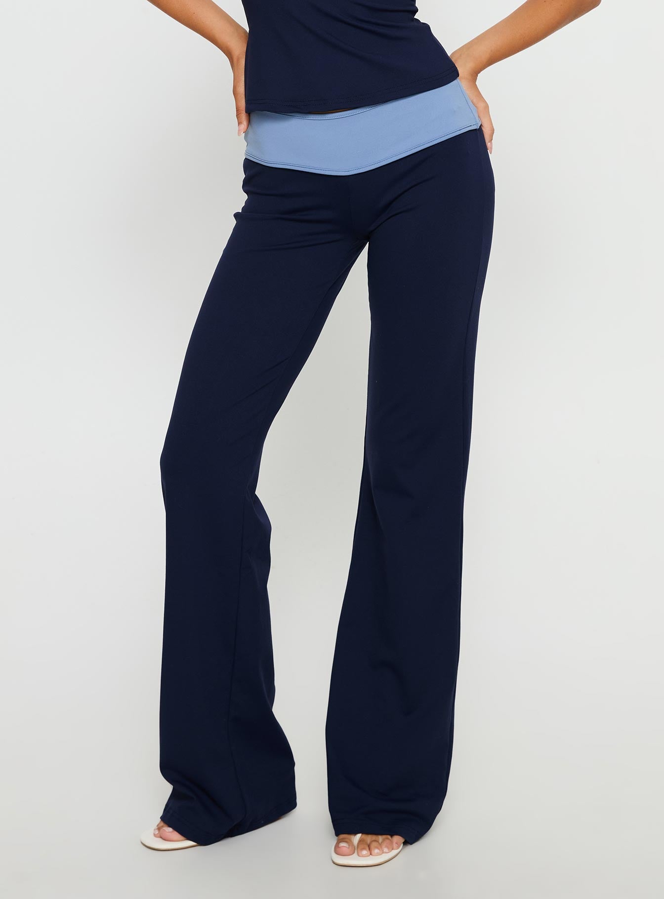 Kobee Jersey Flare Pants Navy Light Blue - Image 2