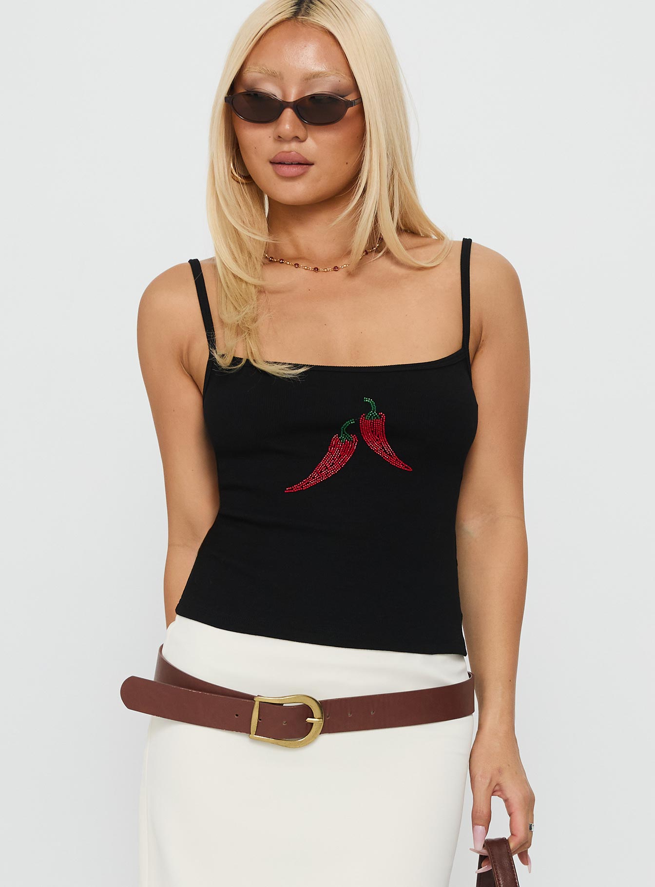 Sweetscape Bead Detail Cami Top Chilli  Black