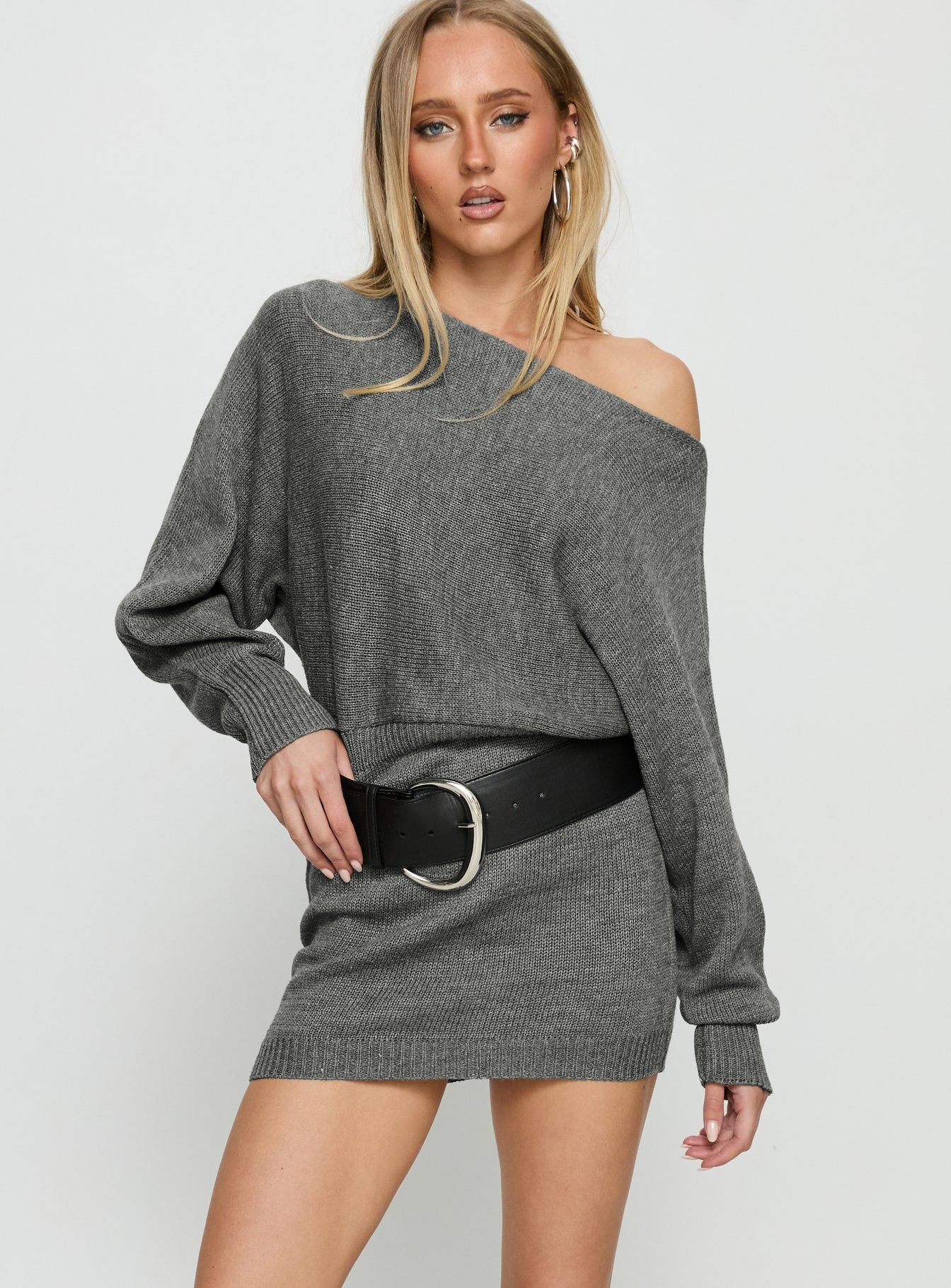 Bellamie Long Sleeve Mini Dress Grey - Image 2