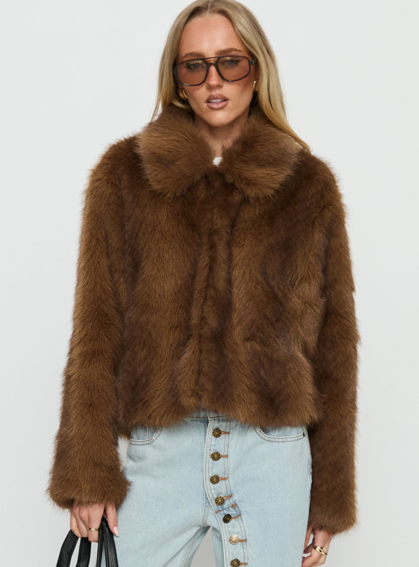 Dawnn Faux Fur Jacket Brown - Image 2