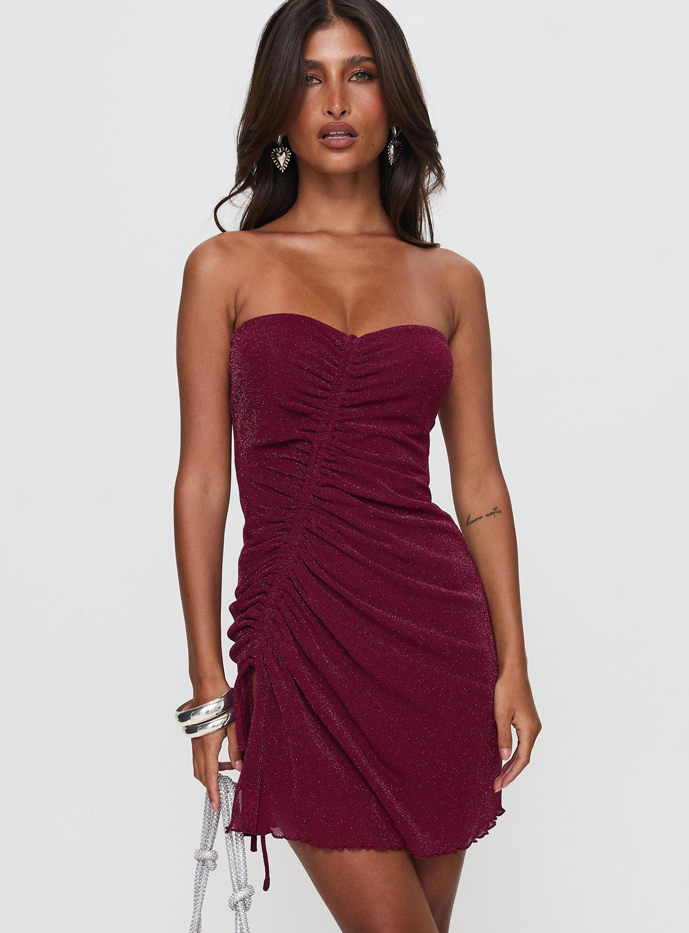 Me Again Strapless Mini Dress Burgundy - Image 2