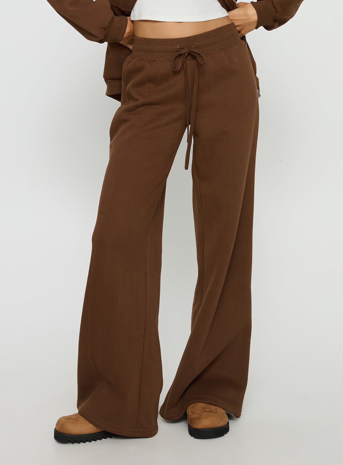 Princess Polly Stargirl Wide Leg Sweat Pants Brown - Image 2