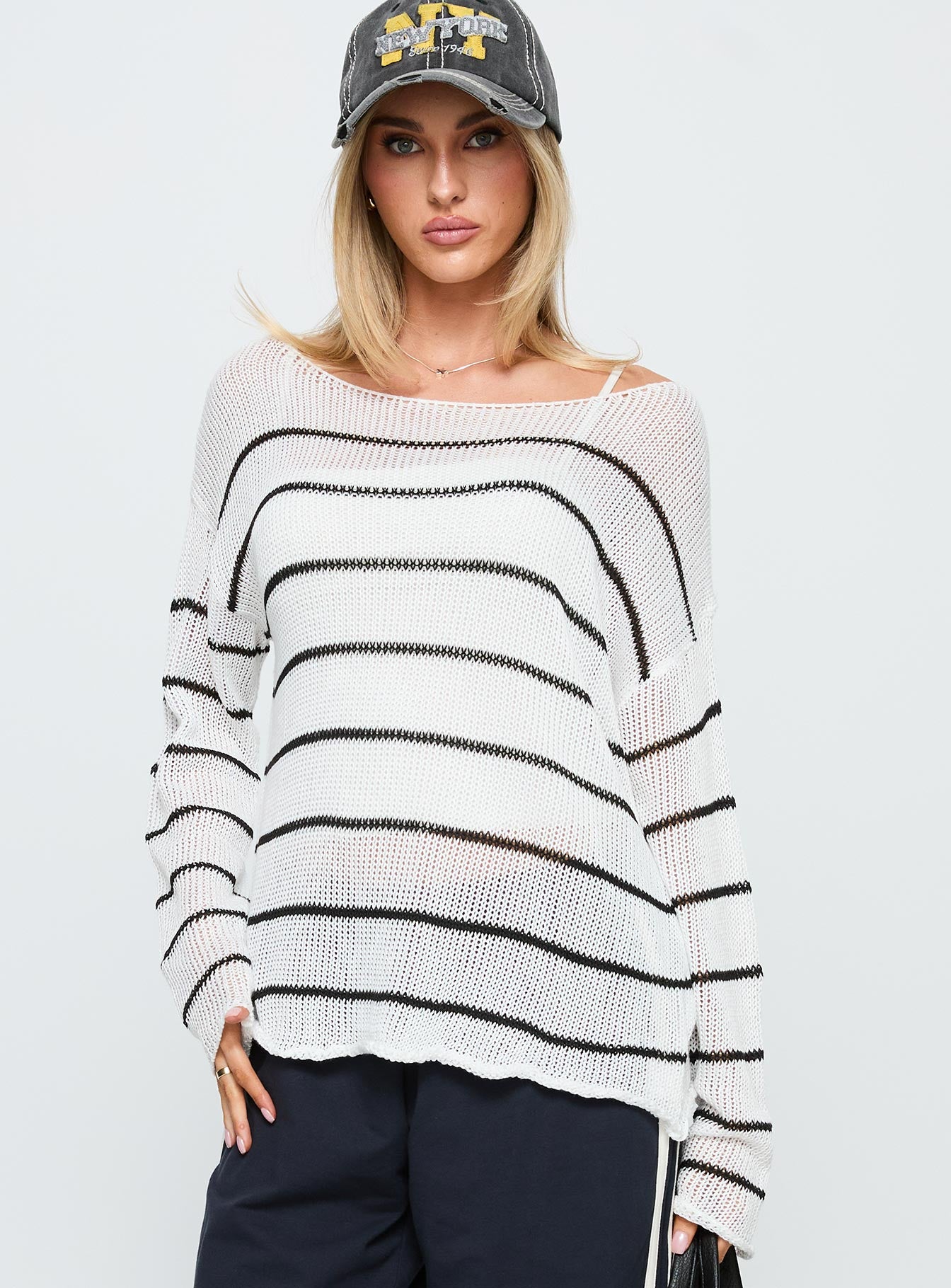 Alperton Knit Sweater Cream Stripe - Image 2