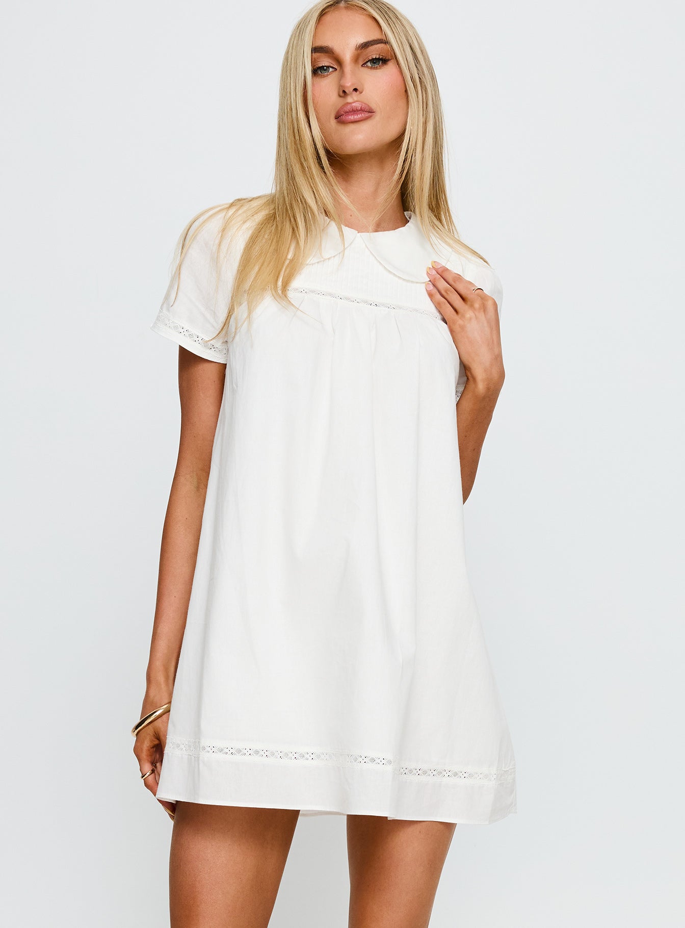 Bethanne Babydoll Mini Dress White - Image 2
