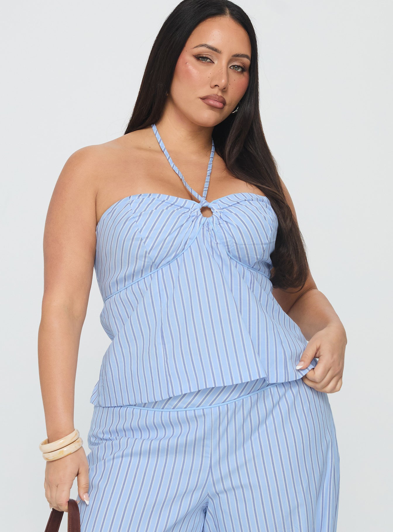 Sofea Halter Top Blue Stripe Curve - Image 2