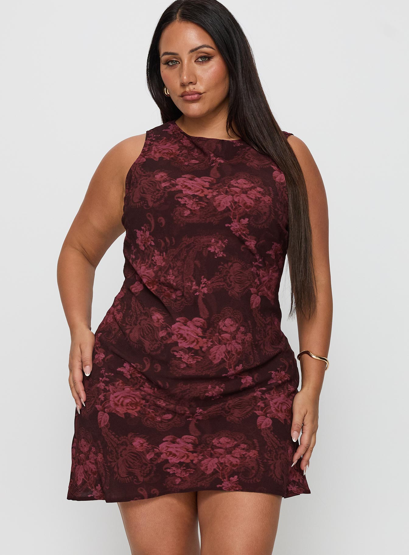 Vivre Mini Dress Burgundy Paisley Curve - Image 2