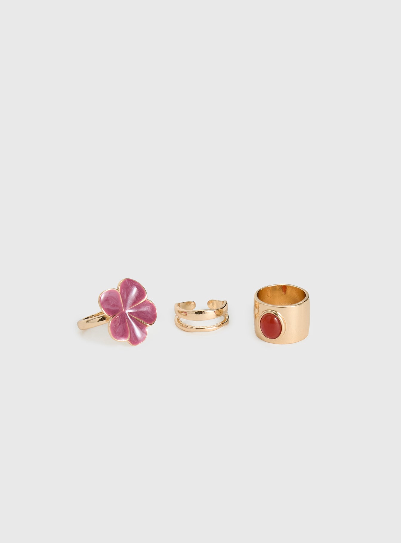 Rosellah Ring Set Gold  Pink