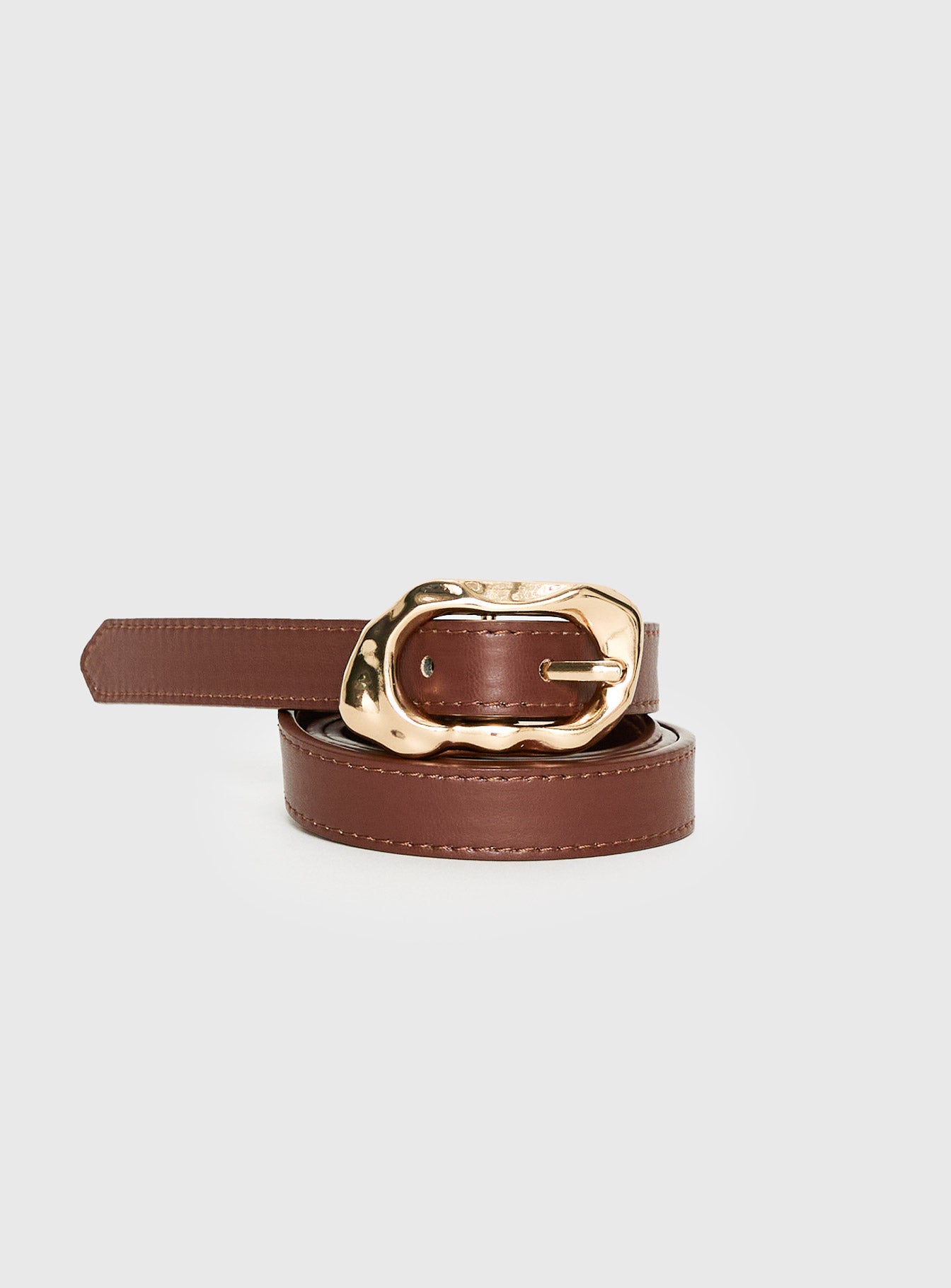 Capeside Faux Leather Belt Brown Gold - Image 2