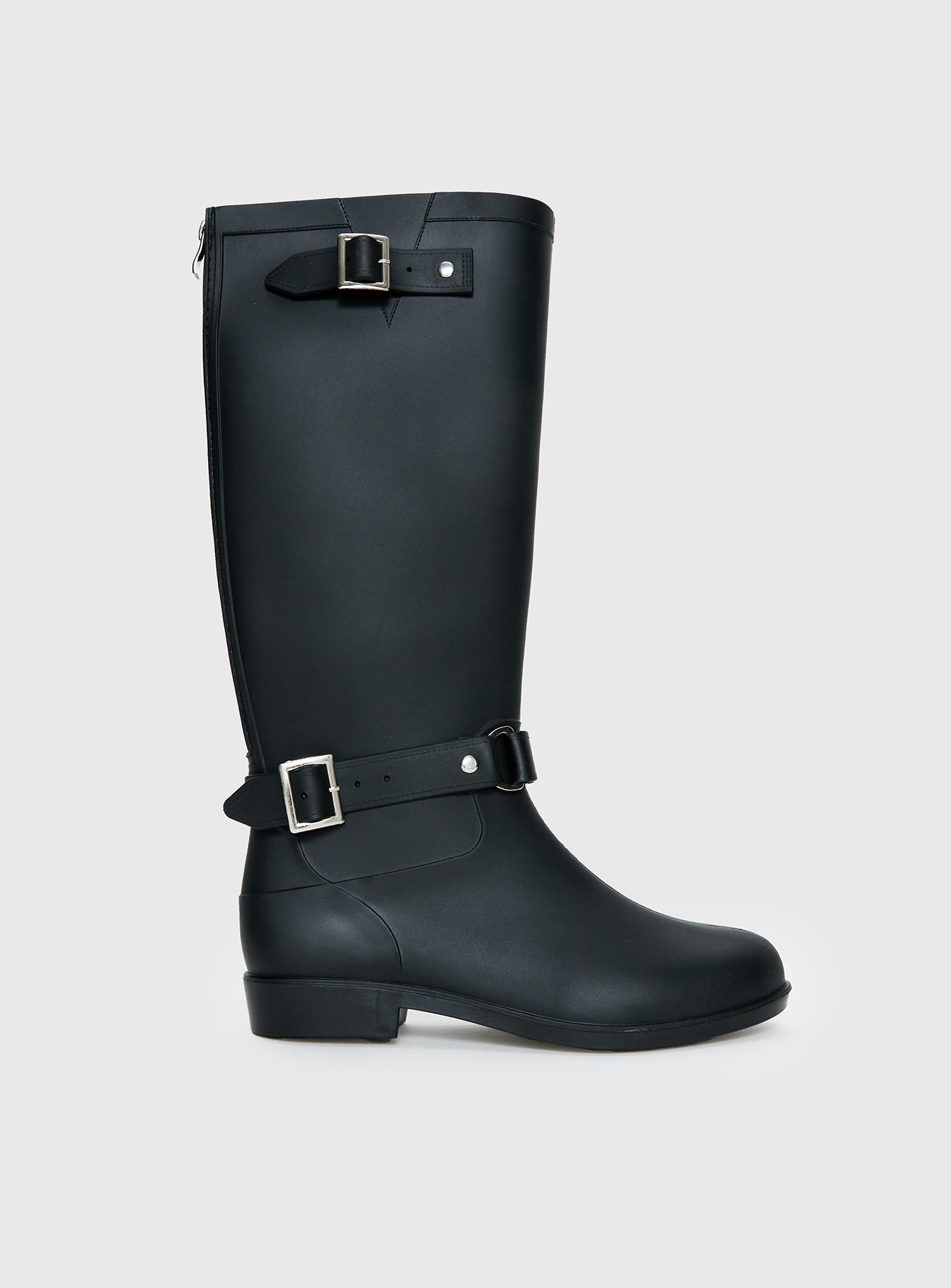 Elvera Buckle Detail Rubber Gumboots Black - Image 2