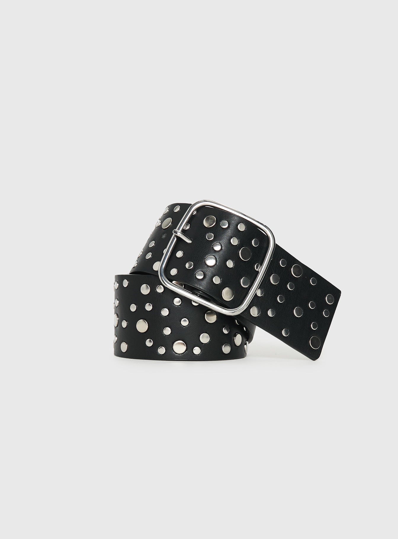 Wanna Find Out Faux Leather Belt Black Silver - Image 2