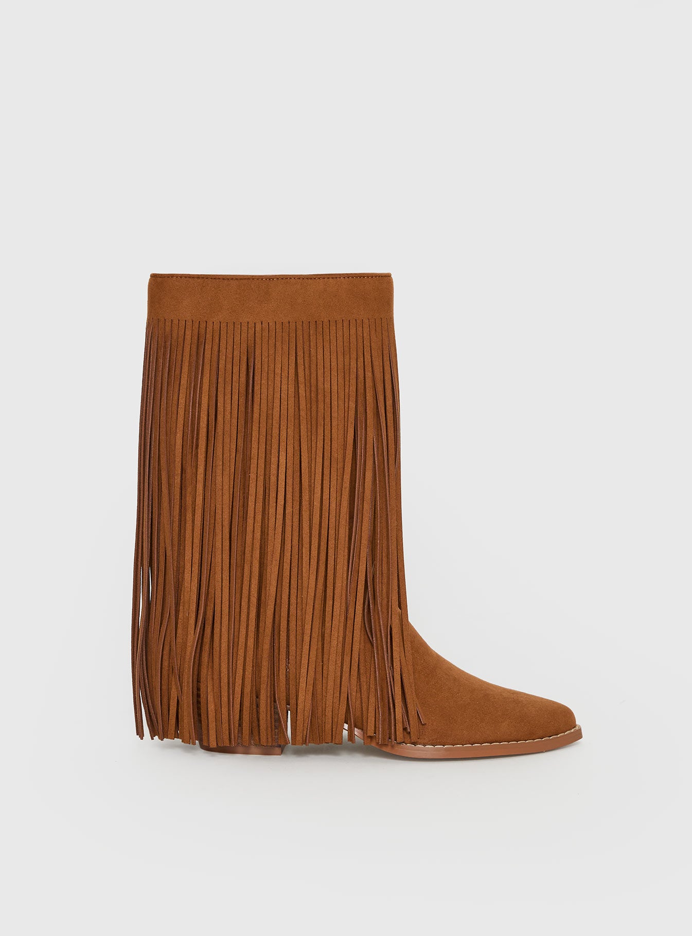 Wild Card Tassel Faux Suede Boots Brown - Image 2