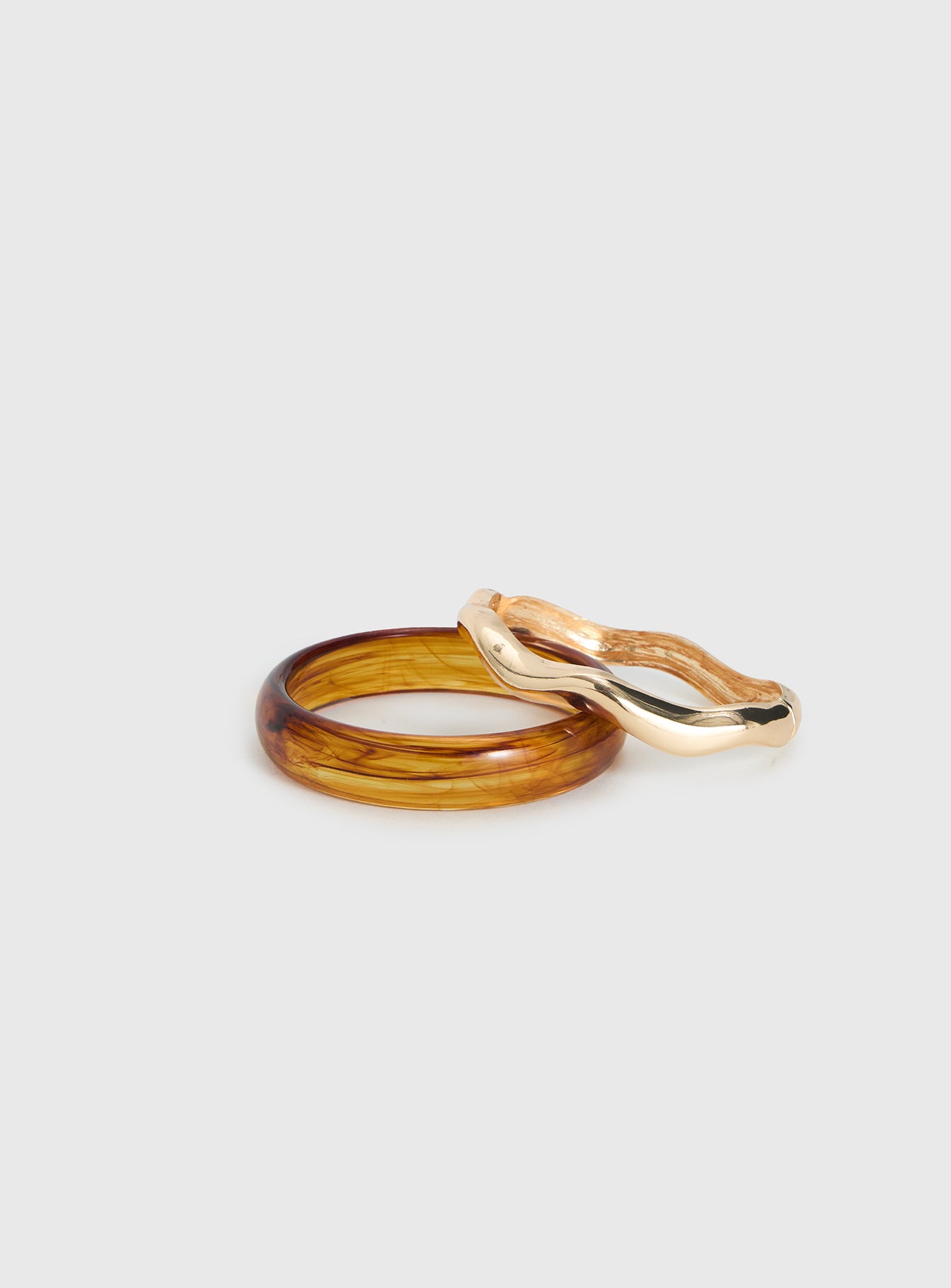 Want Your Love Resin Cuff Set Gold Brown - Image 2