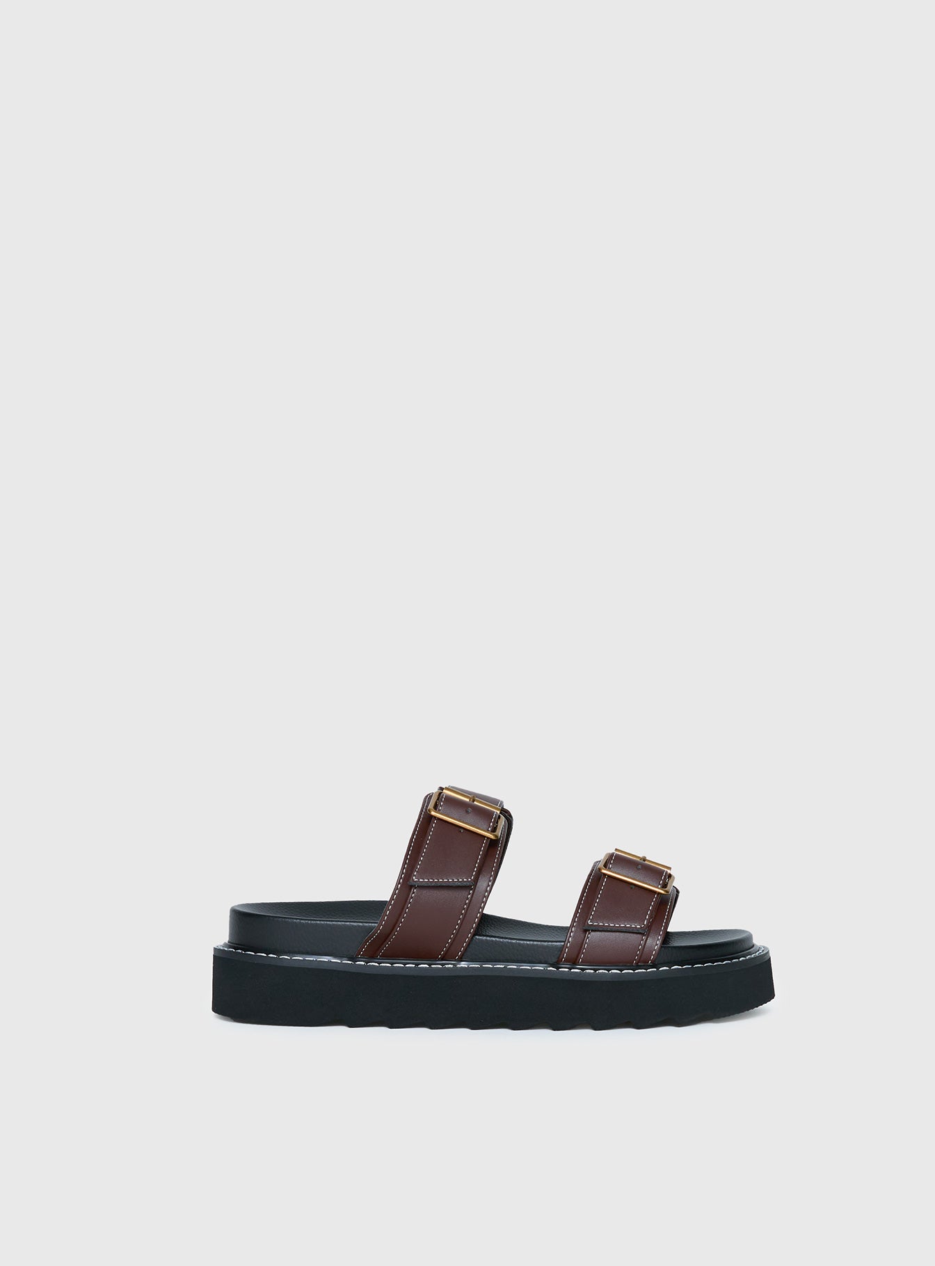 Ma Belle Sandals Contrast Stitch Chocolate - Image 2