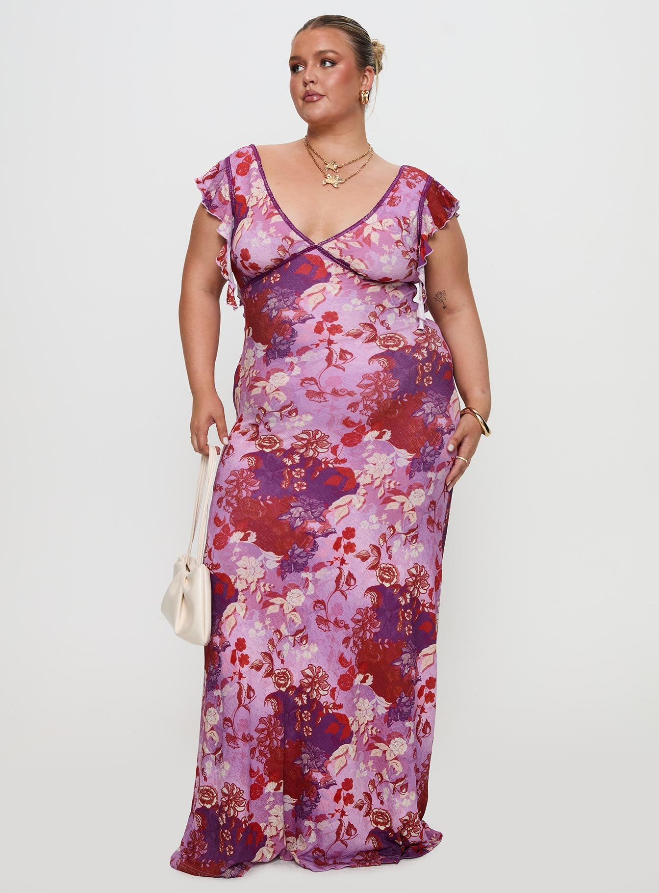 Soleila Maxi Dress Purple Multi Curve - Image 3