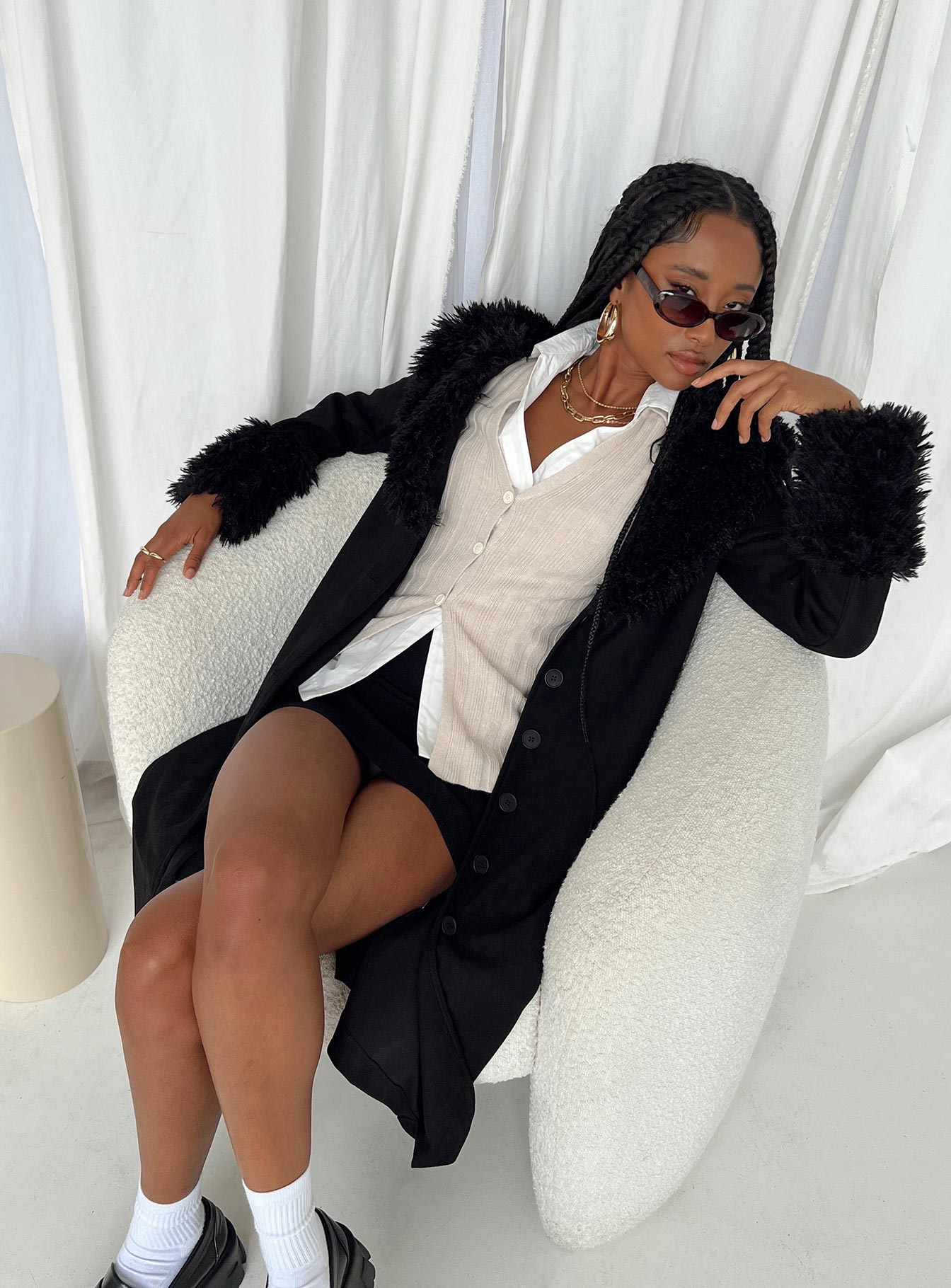 After Party Shearling Jacket Black - Image 5