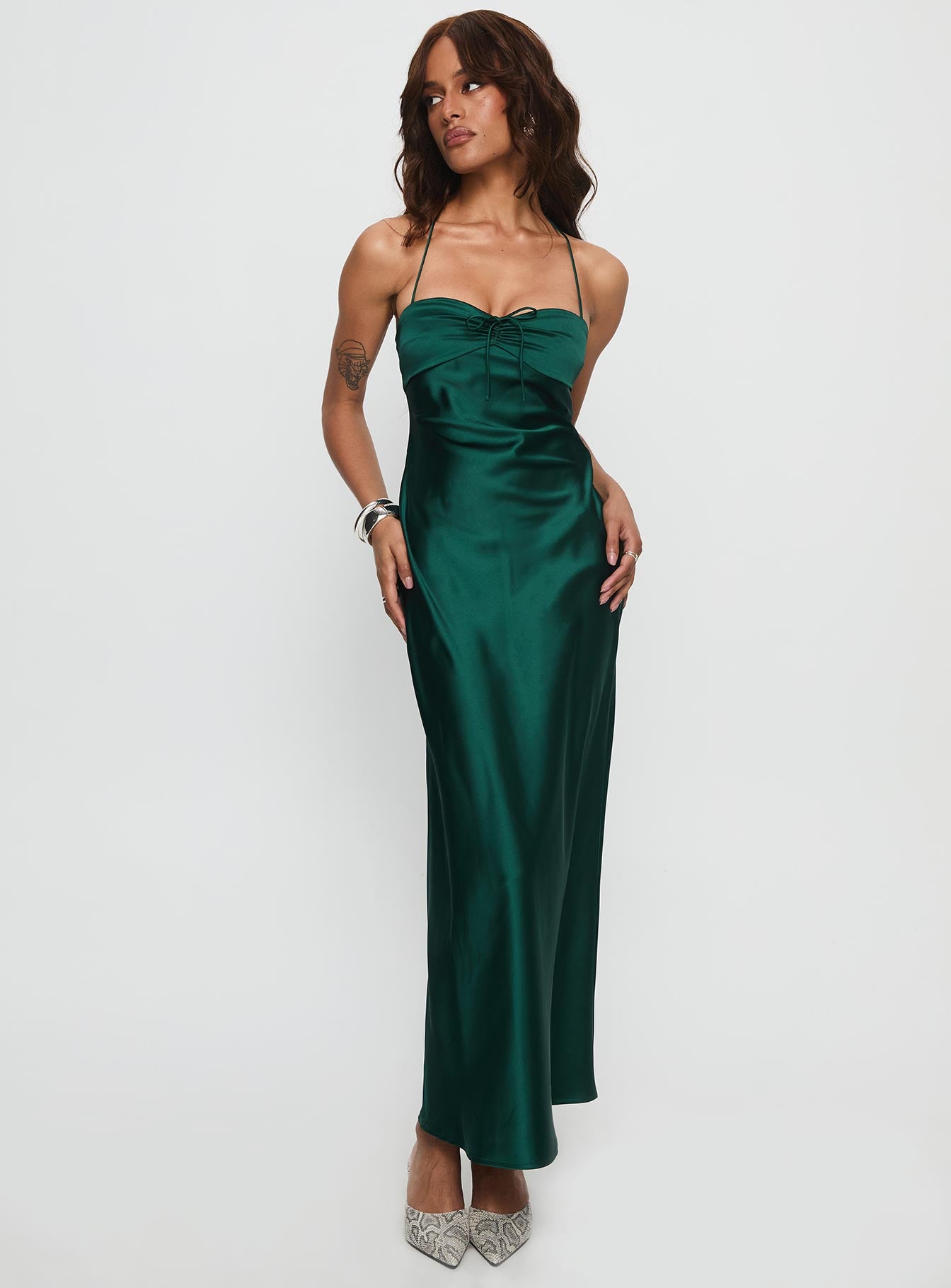 Fireproof Halter Maxi Dress Forest Green - Image 2