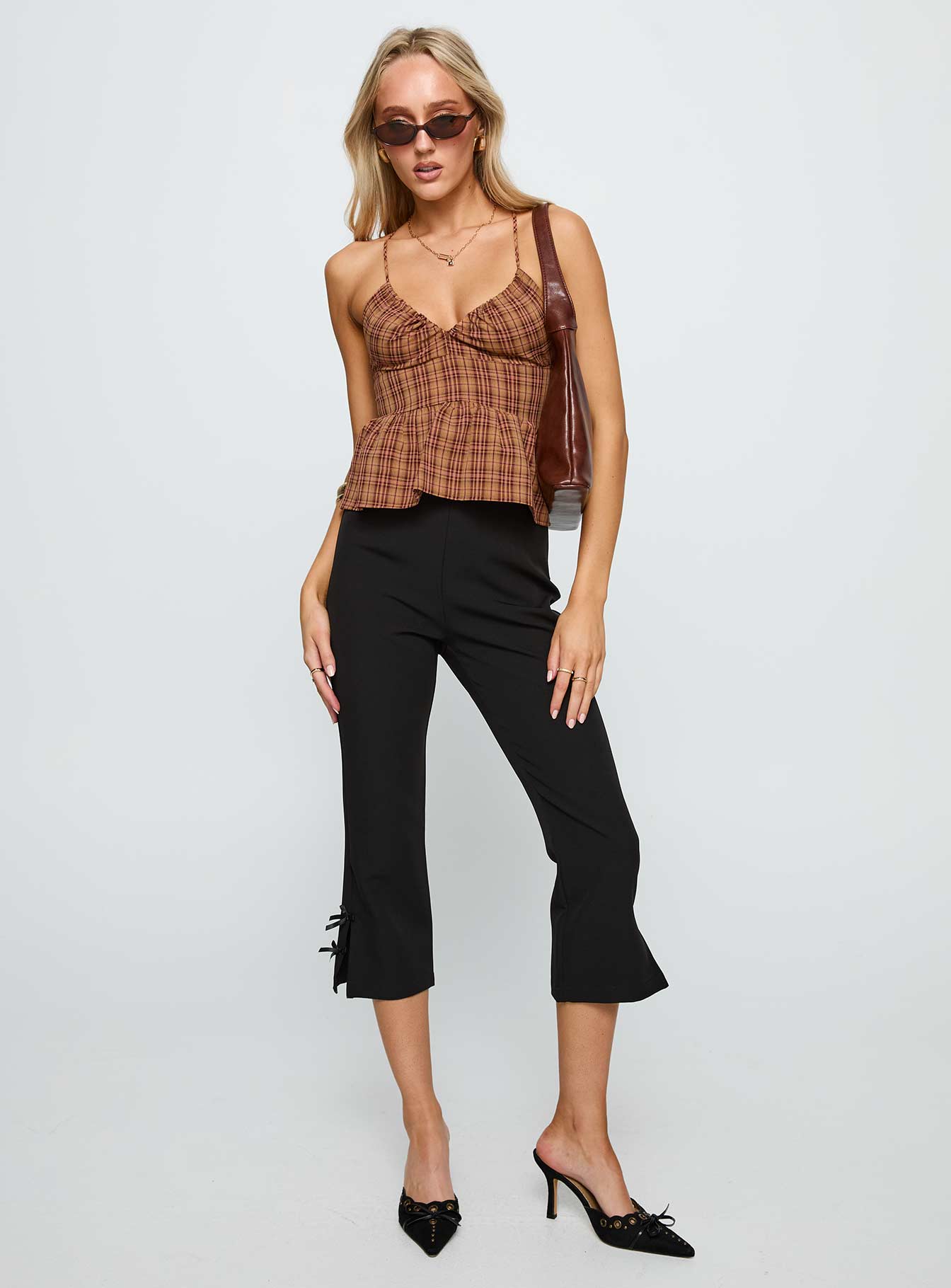 Croatia Frill Top Brown Check - Image 2