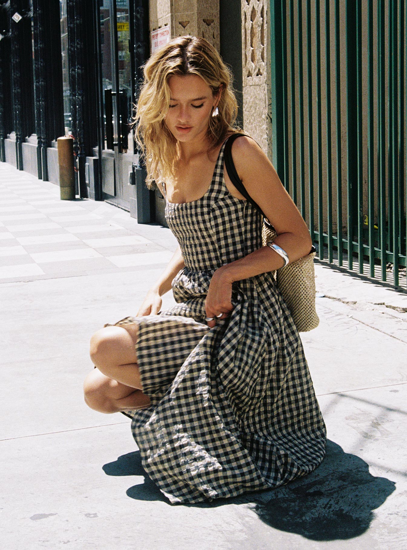 Cartmel Check Maxi Dress Black Cream - Image 2