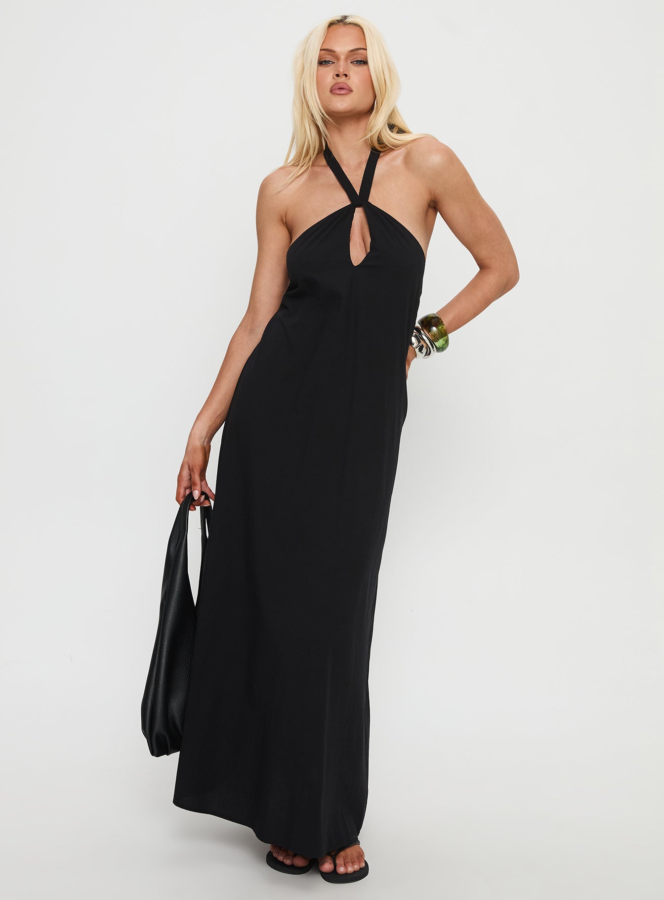Kaiana Keyhole Halter Maxi Dress Black - Image 2